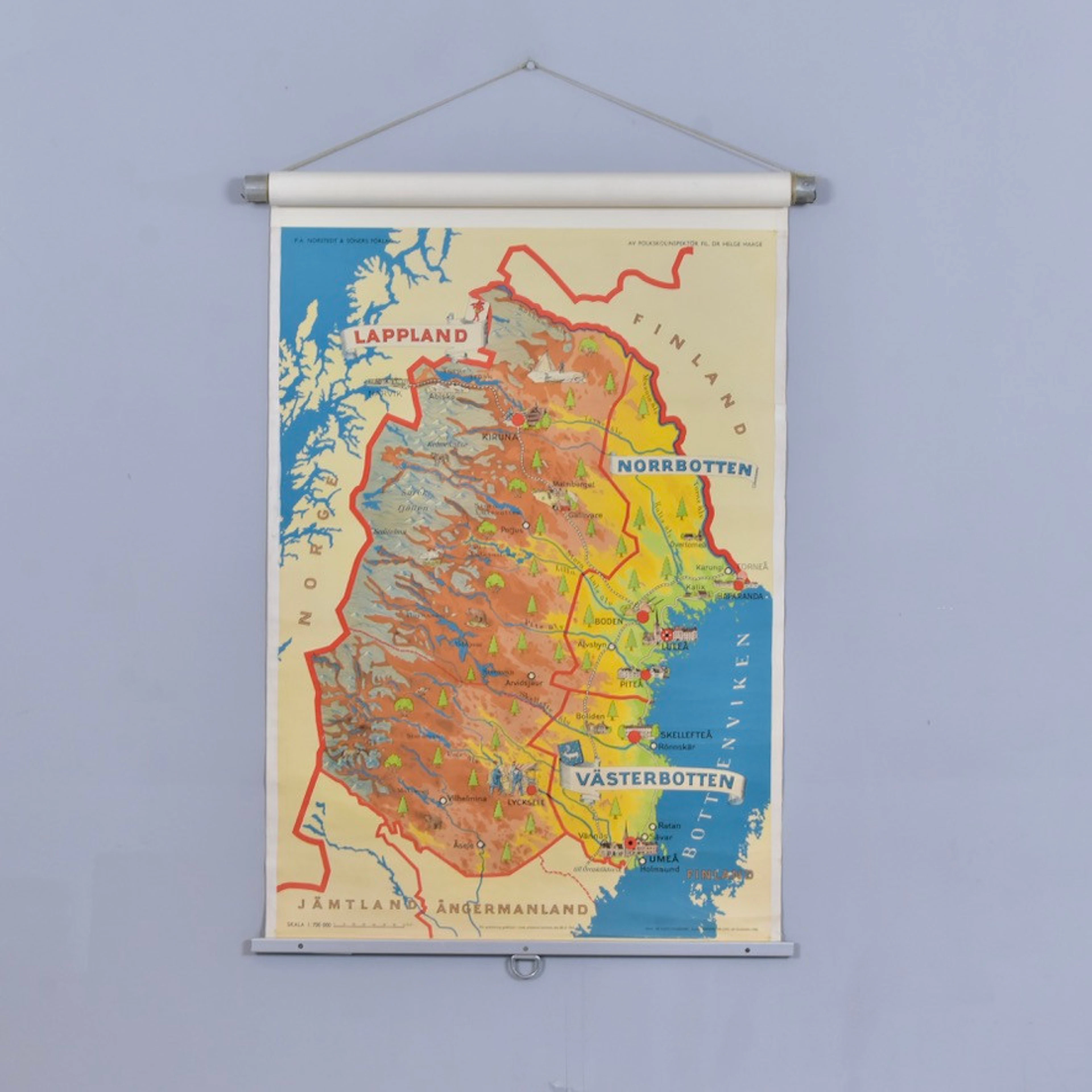 SKOLPLANSCH, Lappland/Norrbotten/Västerbotten, 1954.