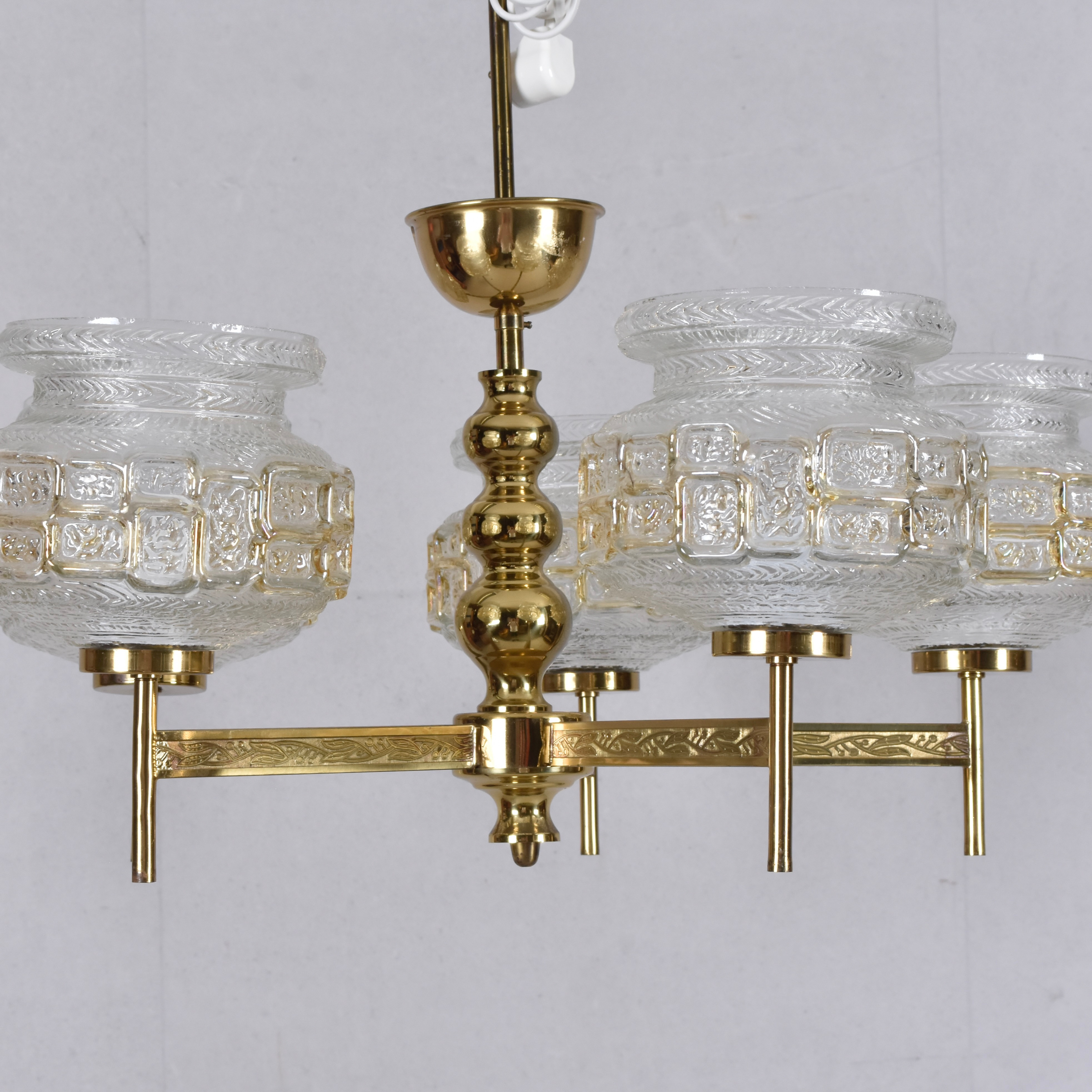 TAKLAMPA, glas, mässing, 1900-tal.