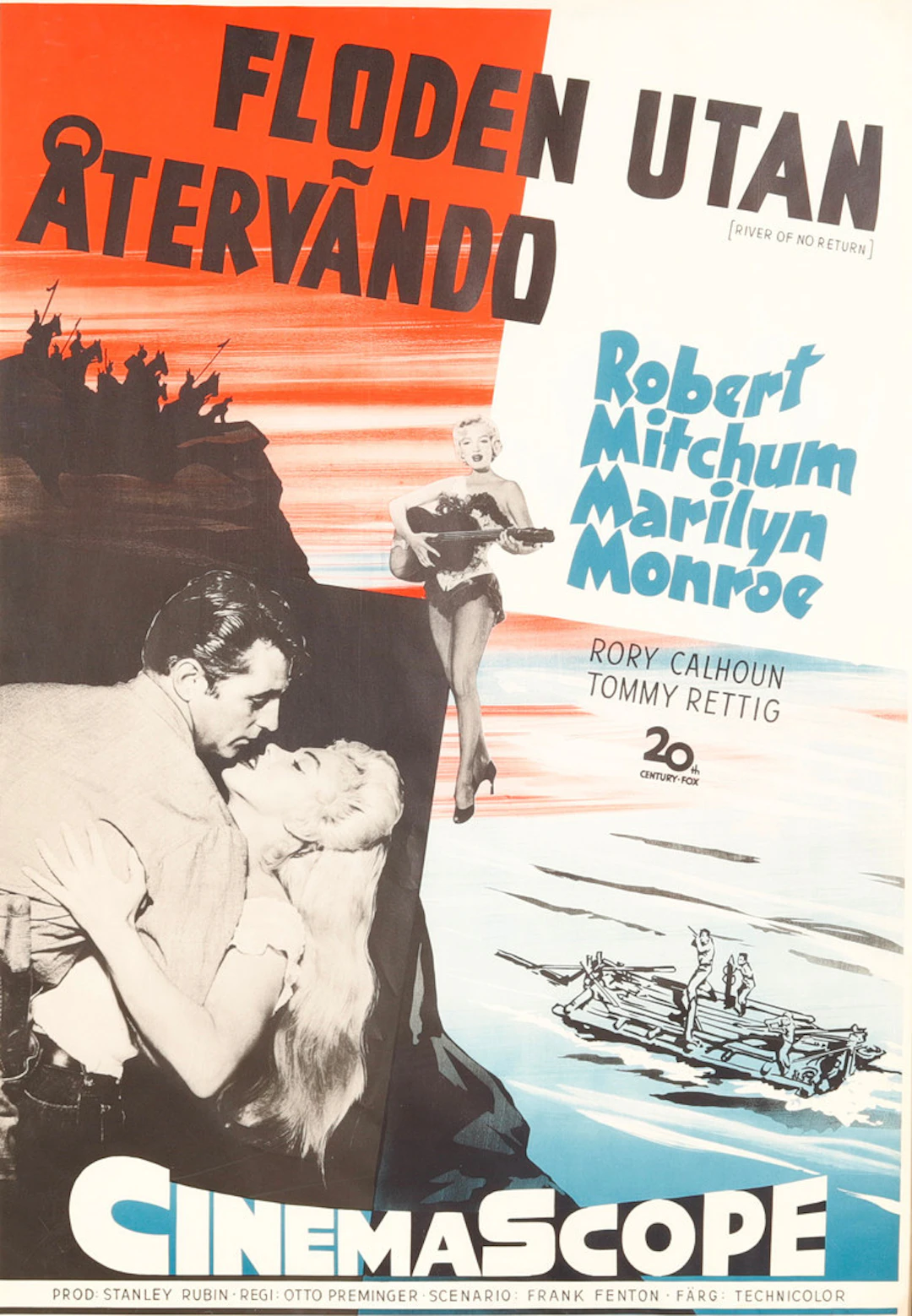 FILMAFFISCH, färglitografiskt tryck, "Floden utan återvändo", 1954.