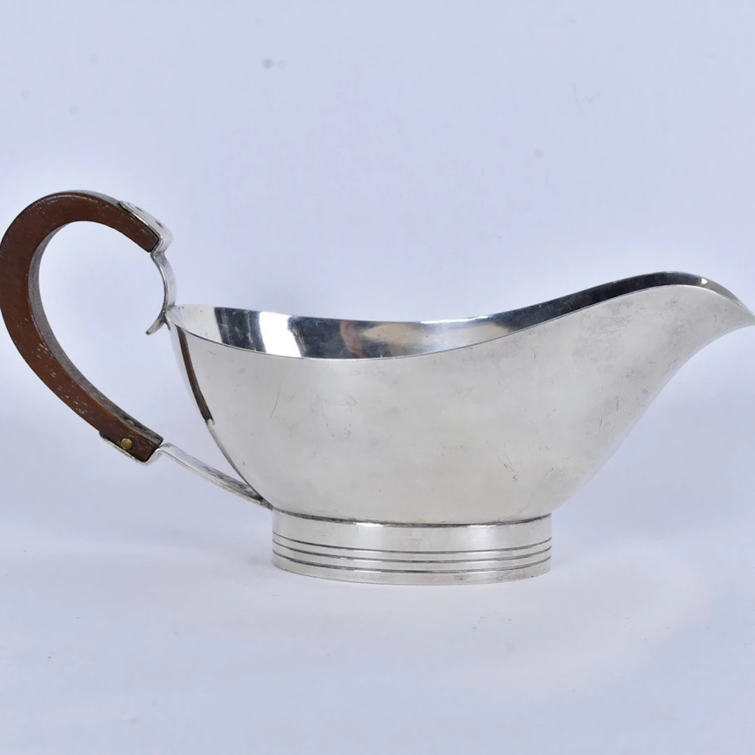 SÅSKANNA, nysilver med teakhandtag, CFA (Dansk Forsølvnings Anstalt).