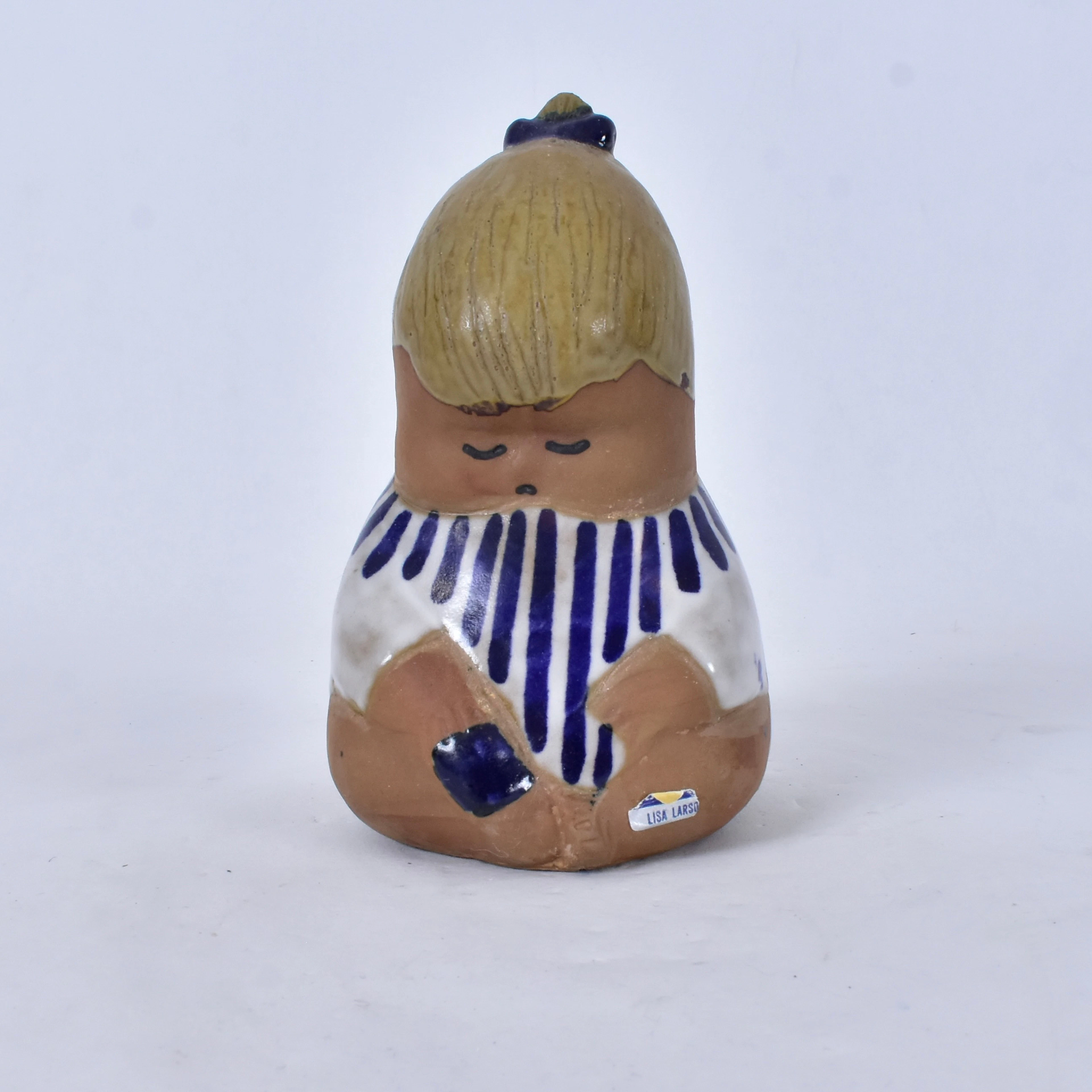 LISA LARSON. figurin, delvis glaserat stengods, "Johanna".