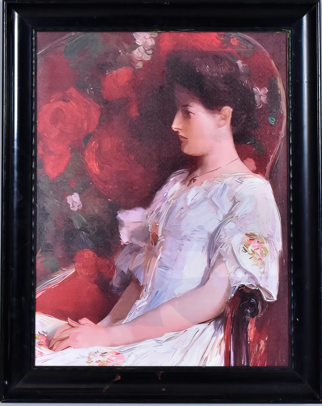 CHILDE HASSAM. EFTER. gicléetryck på duk, "The victorian chair".