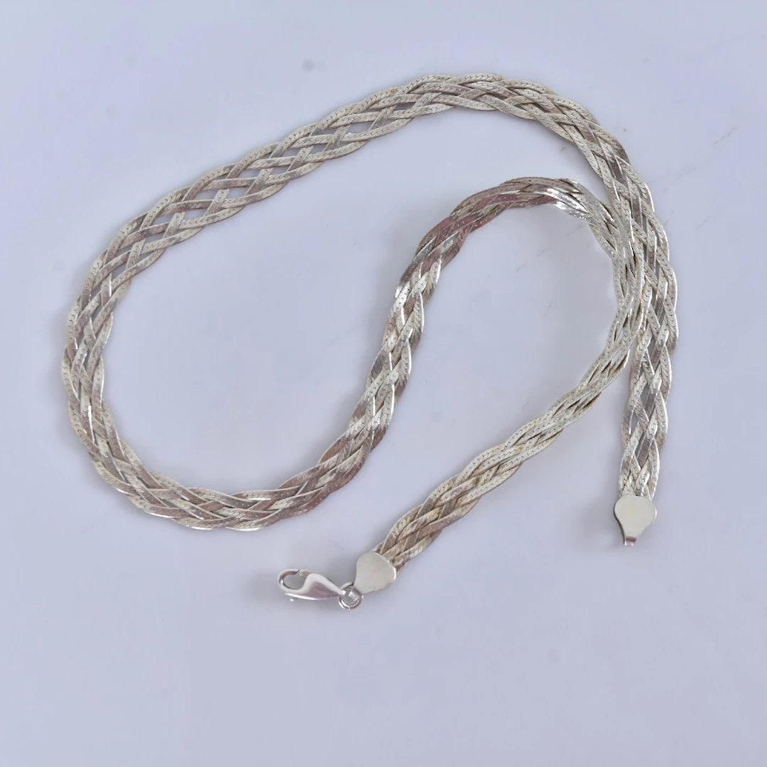 HALSBAND, flätad modell, sterlingsilver.
