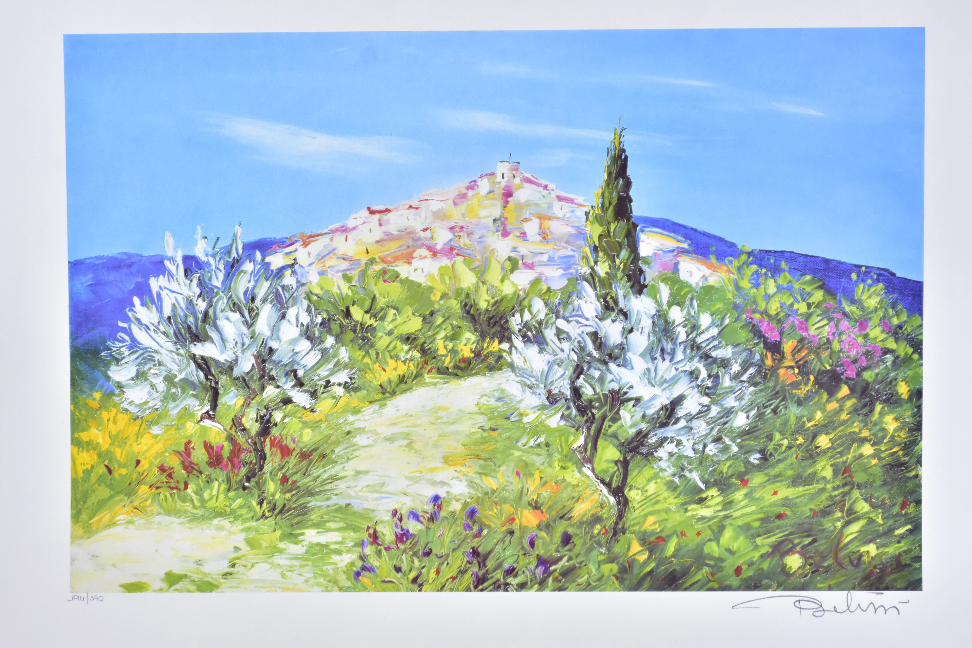MARCEL BELVESI. färglitografi, Greece in summer.