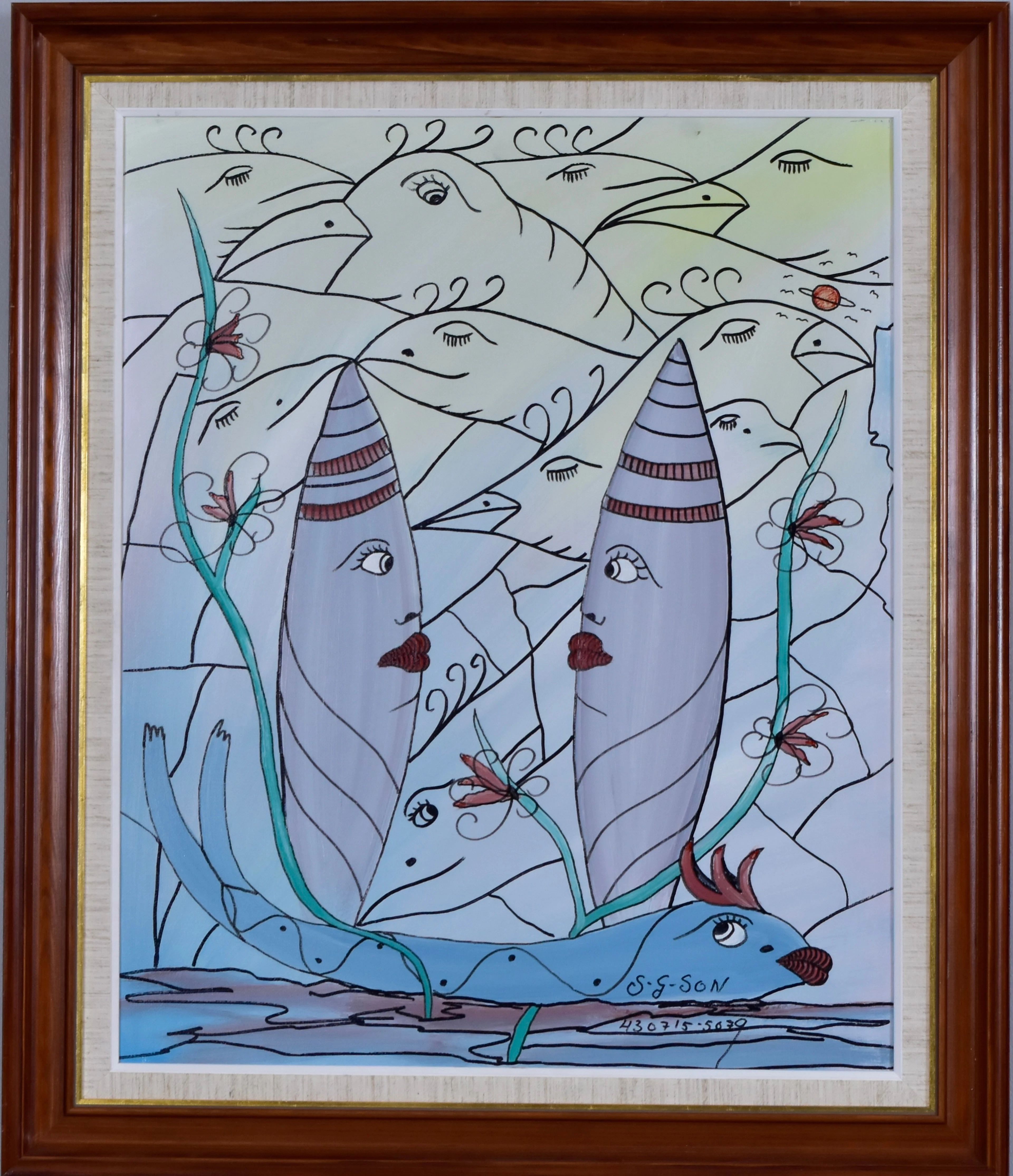 SVEN-GÖRAN SVENSSON. oljemålning på duk, surrealistisk komposition.