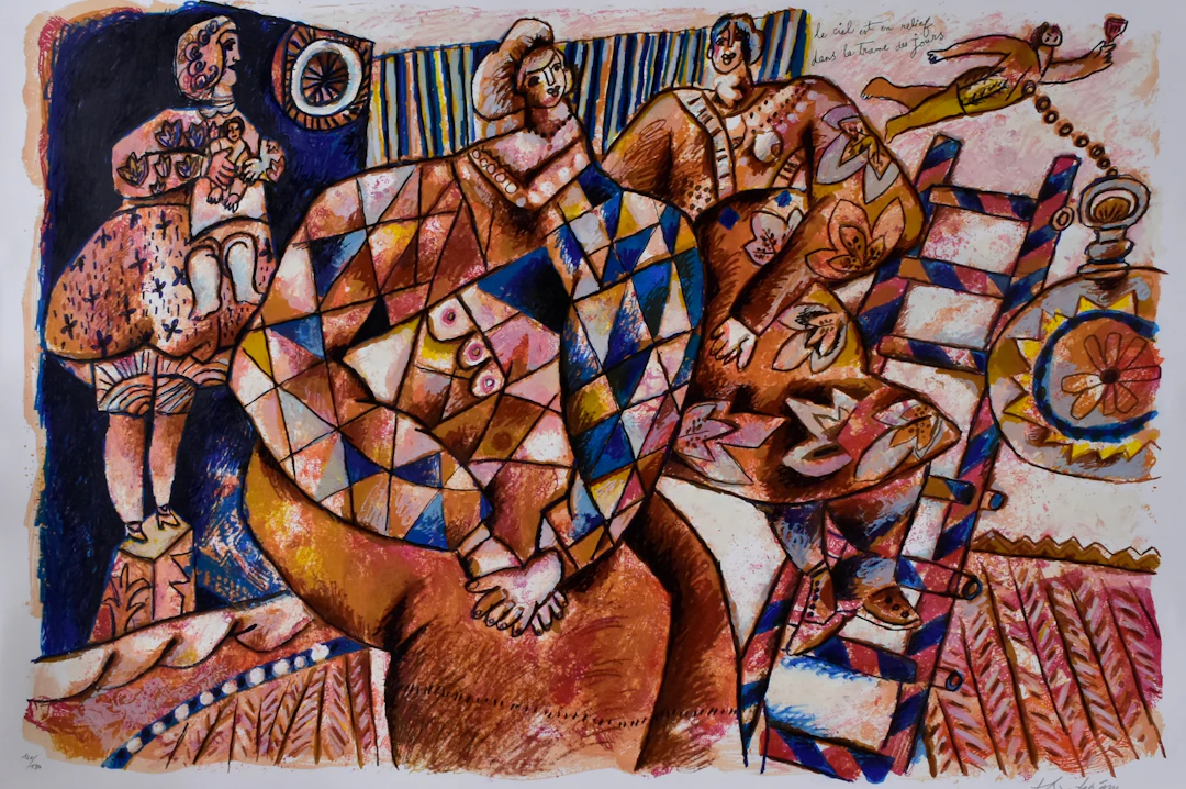 THEO TOBIASSE. "Le ciel est en relief dans la trame de jours", färglitografi
