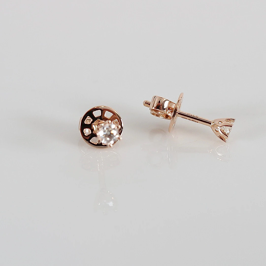 ENSTENSÖRHÄNGEN, 0,17ct, roséguld 18K.