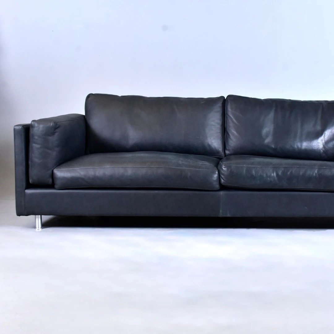 SOFFA, 3-sits, Saxo Living, svart läder.