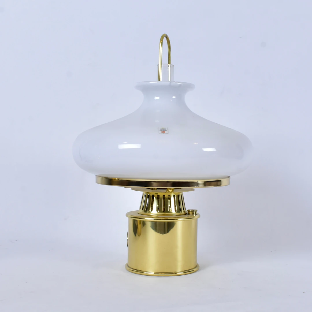 BORDS/TAKFOTOGENLAMPA, mässing och glas, G.V. Harnisch, köpenhamn.
