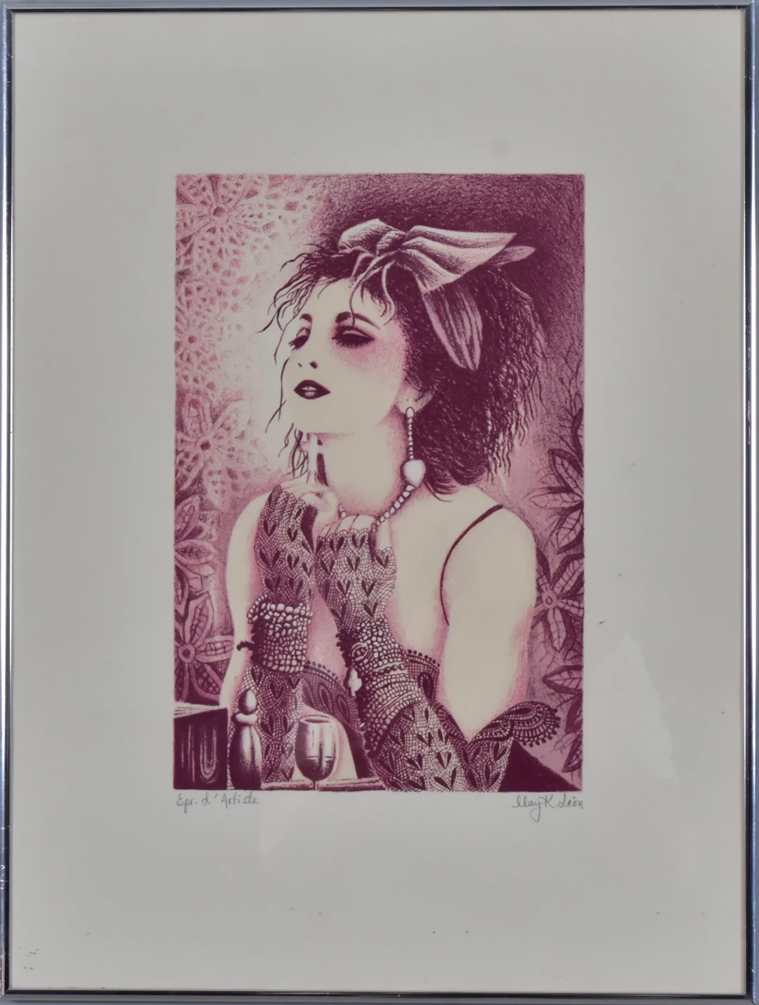 MAY K LÉON. färglitografi, Madonna.