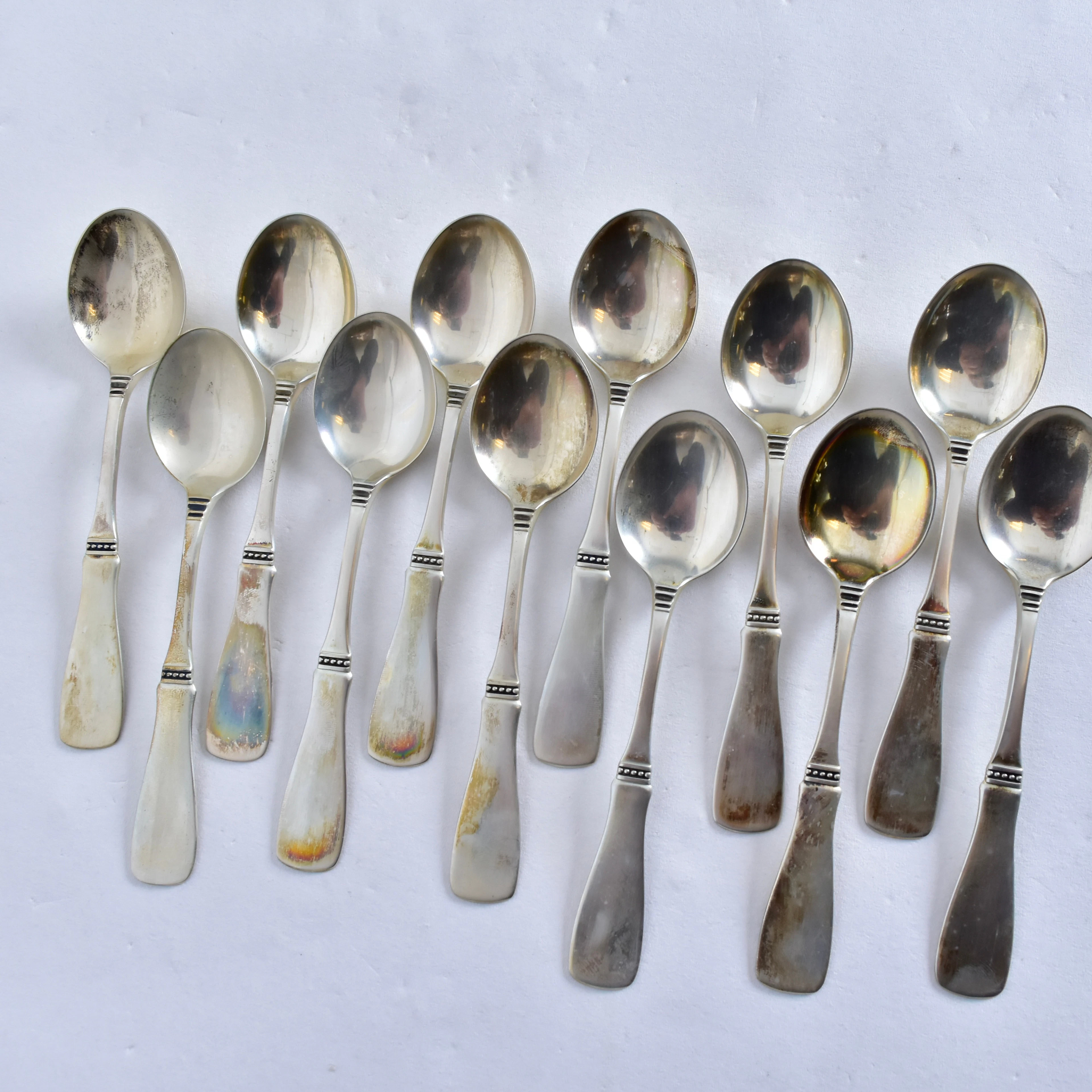 ERIC LÖFMAN. kaffeskedar, 12 st, silver, modell Uppsala, Markströms 1966.