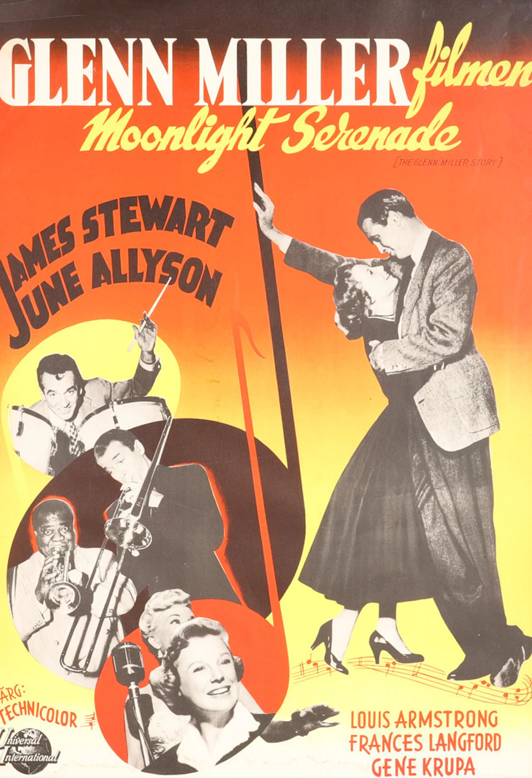 FILMAFFISCH, färglitografiskt tryck, "Glenn Miller-filmen Moonlight