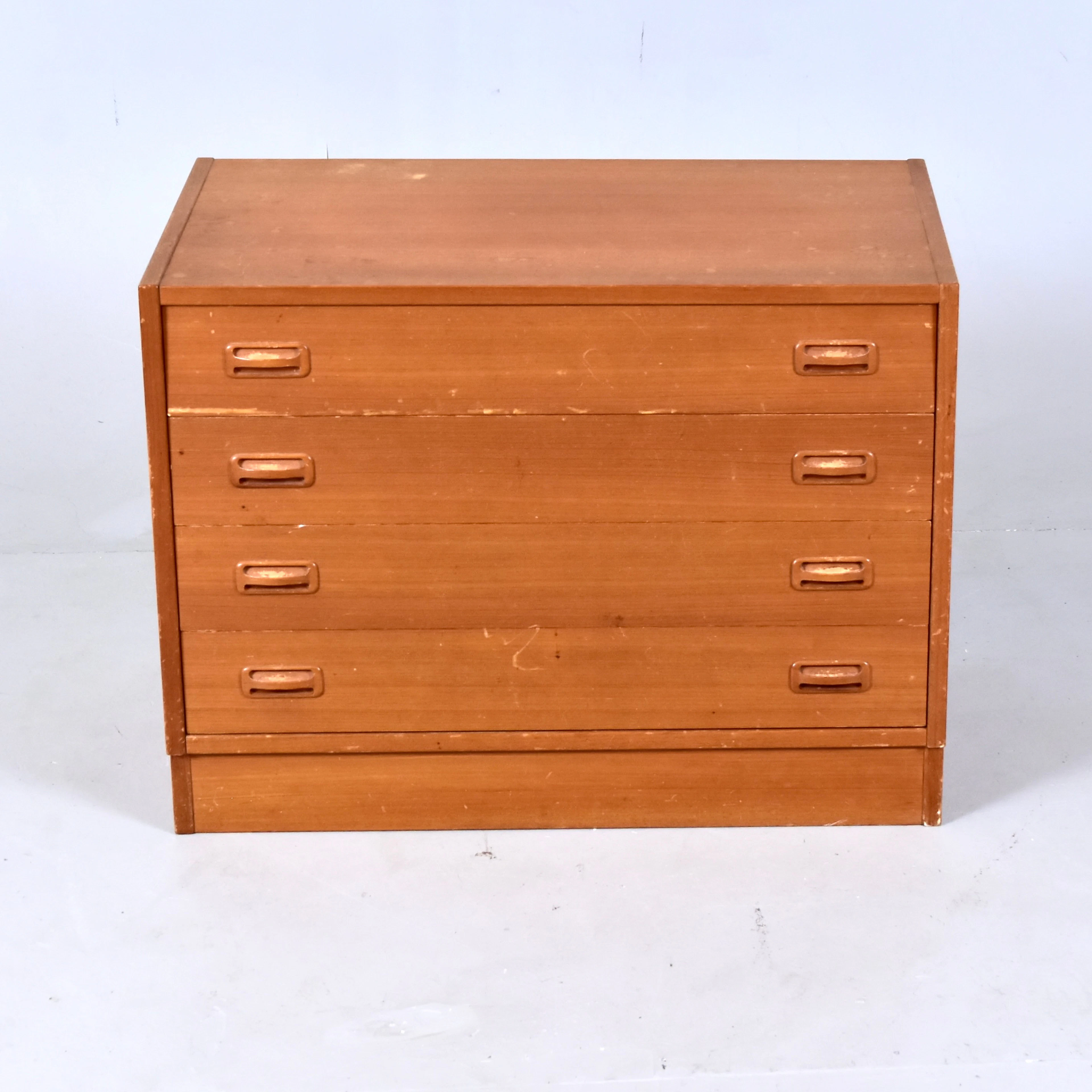 BYRÅ, teak, 4-LÅDIG, 1960-tal.
