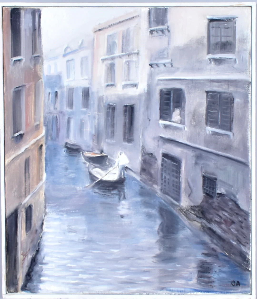 OLLE AGNELL. oljemålning på duk, Liten kanal, Venedig.