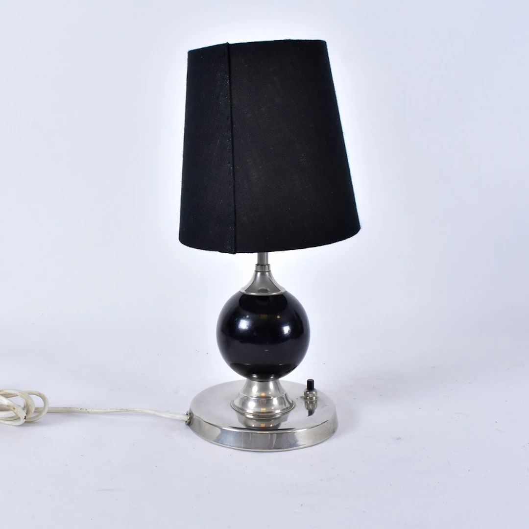 BORDSLAMPA, trä/vitmetall, Art Deco, 1920/30-tal.