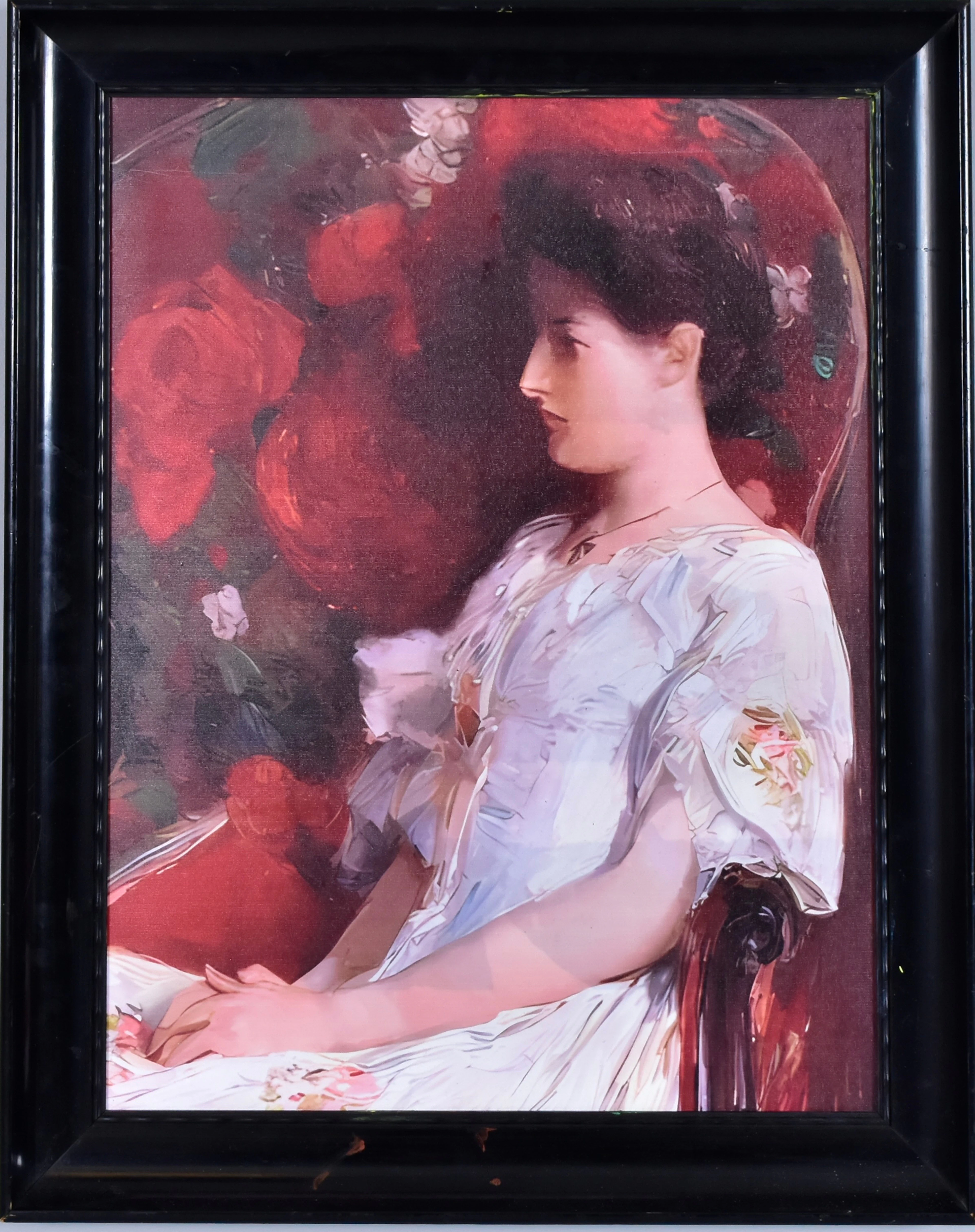CHILDE HASSAM. EFTER. gicléetryck på duk, "The victorian chair".