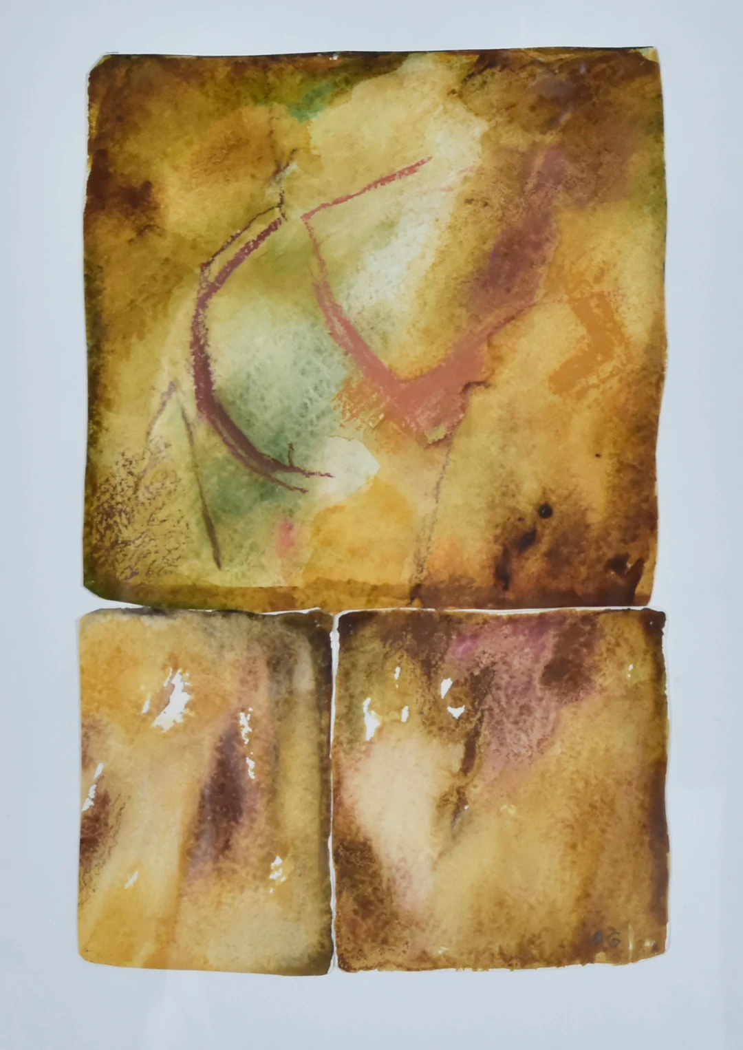 AGNETA GRANSTAD. akvarell, triptyk, "Spår".