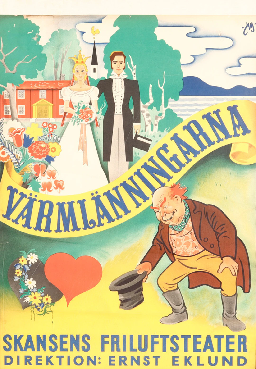 TEATERAFFISCH, färglitografiskt tryck, "Värmlänningarna" Skansens