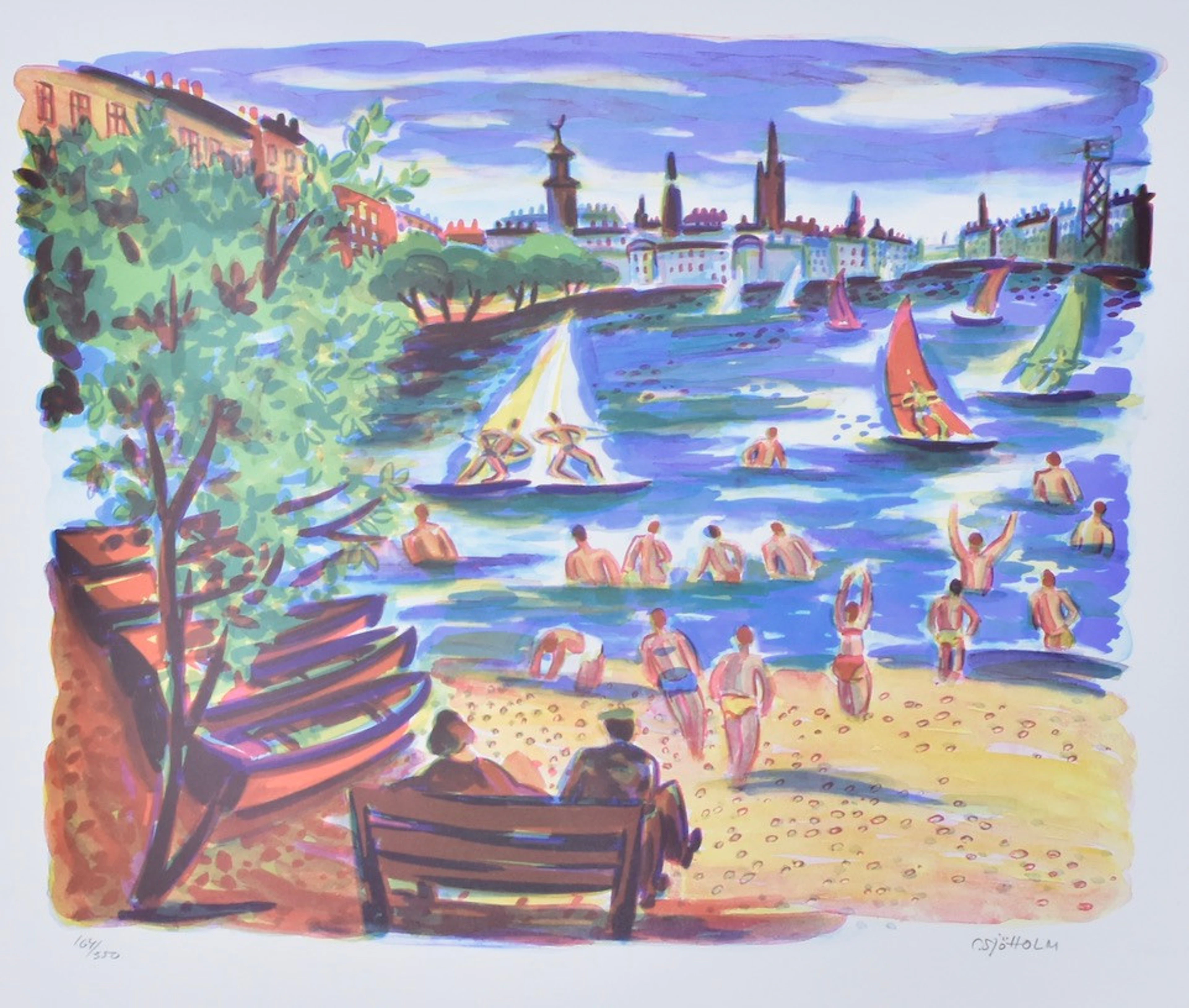 CHARLES SJÖHOLM. Färglitografi.