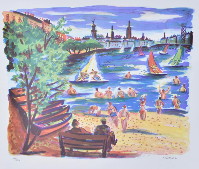 CHARLES SJÖHOLM. Färglitografi.