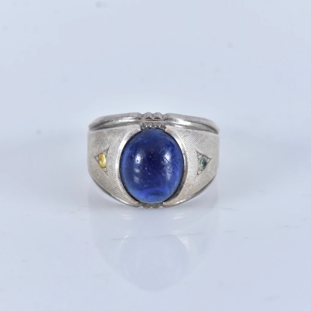 RING, med blå sten, sterlingsilver.