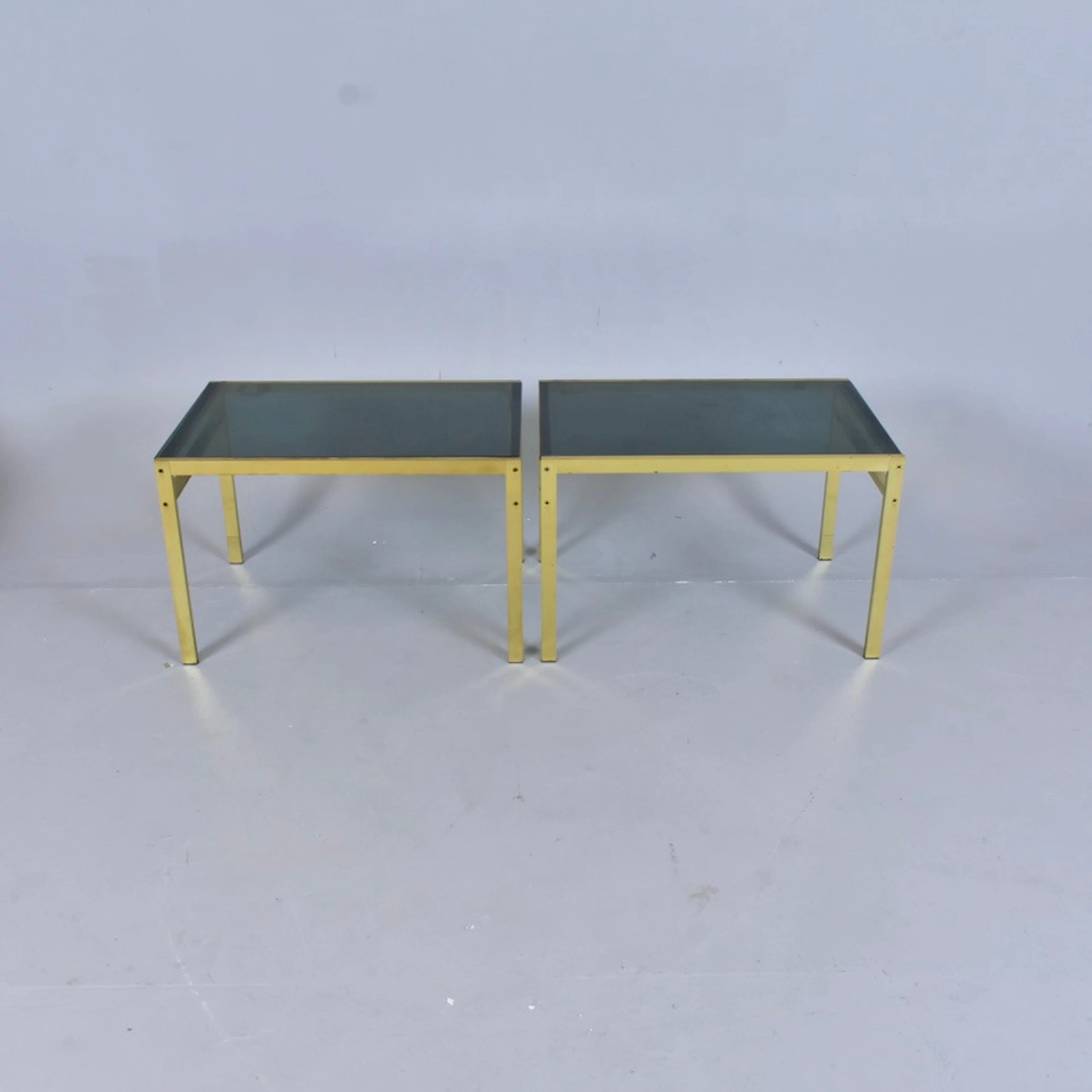 SOFFBORD, 1 par, mässing med tonade glasskivor.