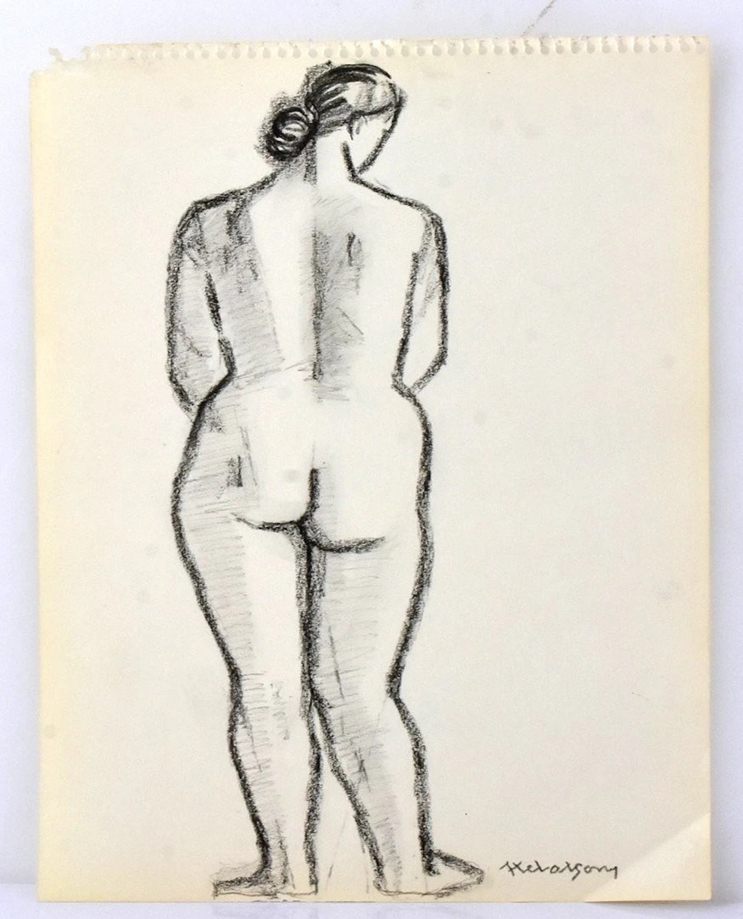 AXEL OLSON. Kolteckning.