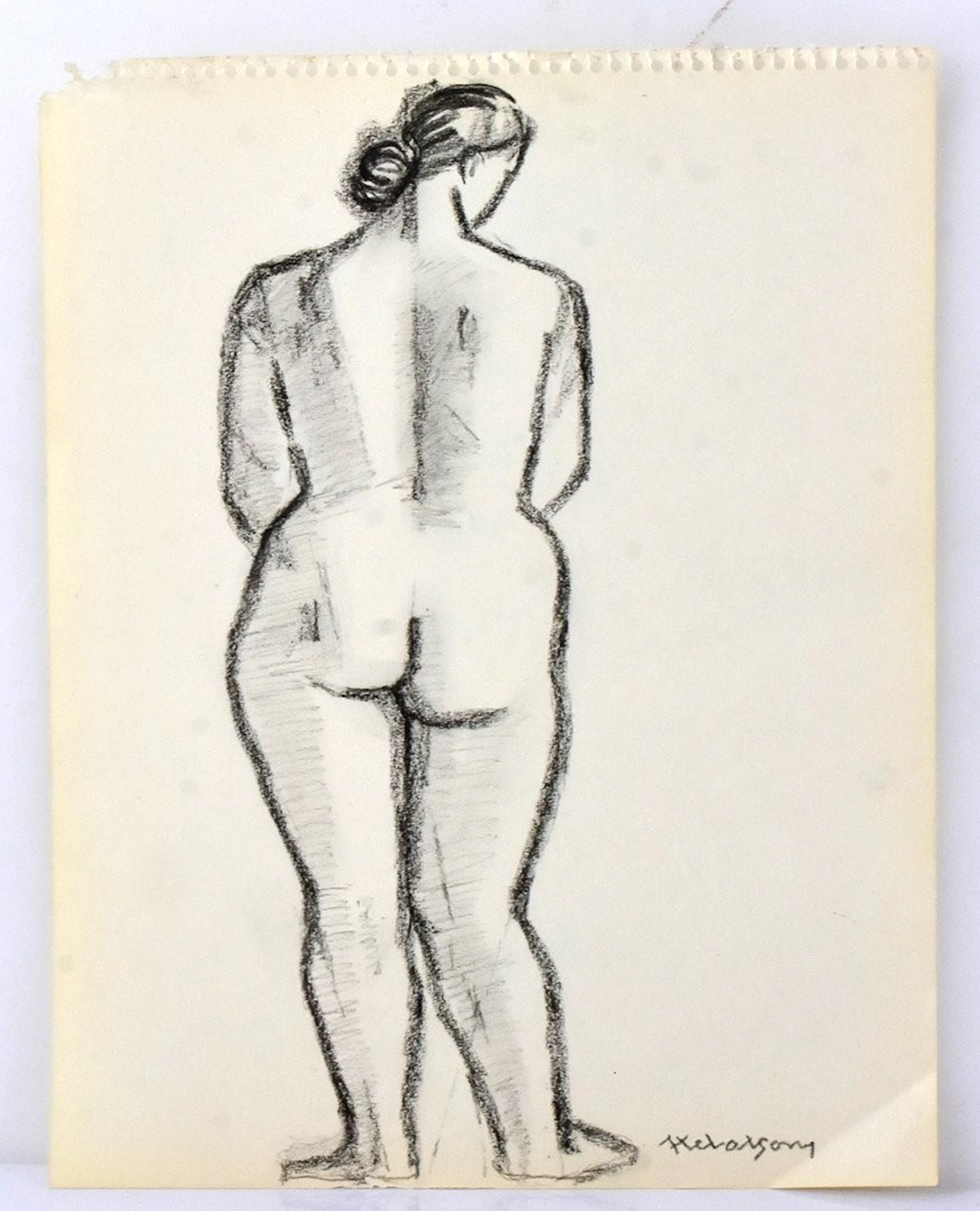 AXEL OLSON. Kolteckning.