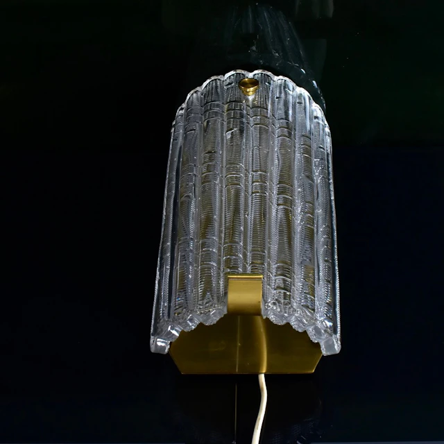 CARL FAGERLUND. vägglampa, mässing och frostat glas, Orrefors.