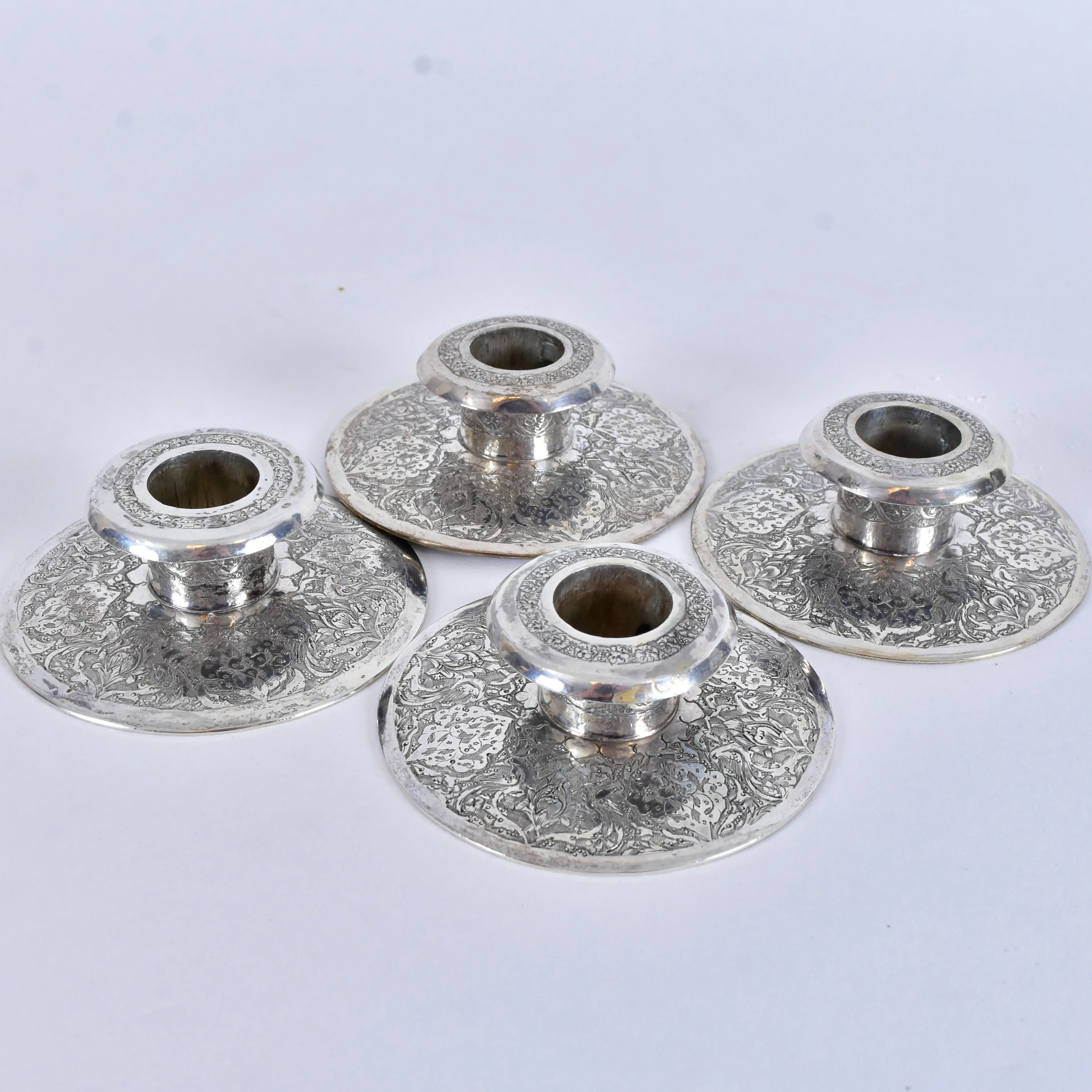 LJUSSTAKAR, 4 st, silver, Persien 1900-tal.