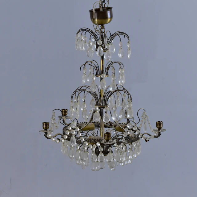 TAKLAMPA, med prismor, 1900-tal.
