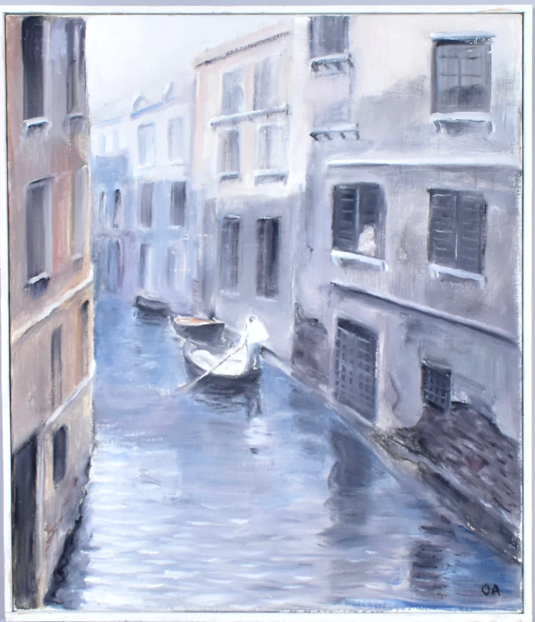 OLLE AGNELL. oljemålning på duk, Liten kanal, Venedig.