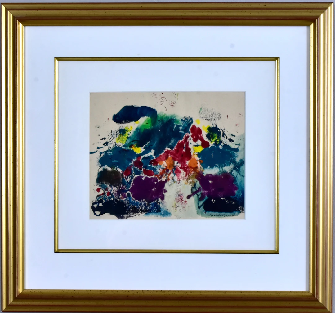 AXEL OLSON. gouache, abstrakt komposition.