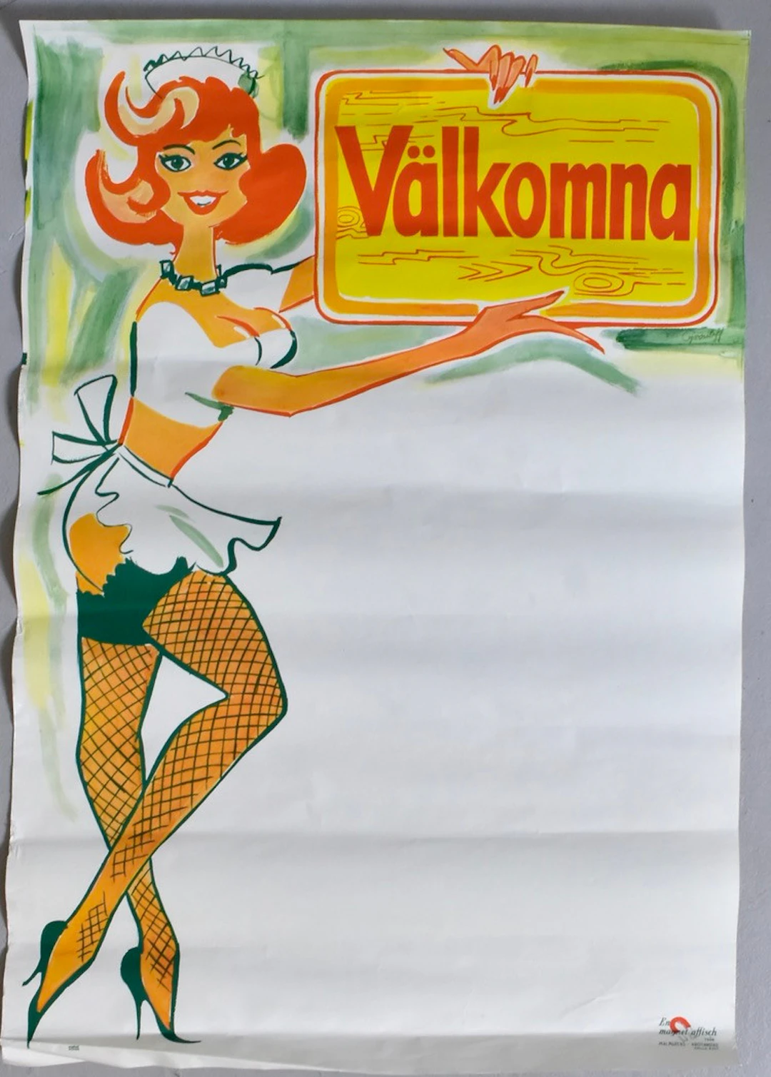 MAGNETAFFISCH "Välkomna", Malmgrens Kristianstad.