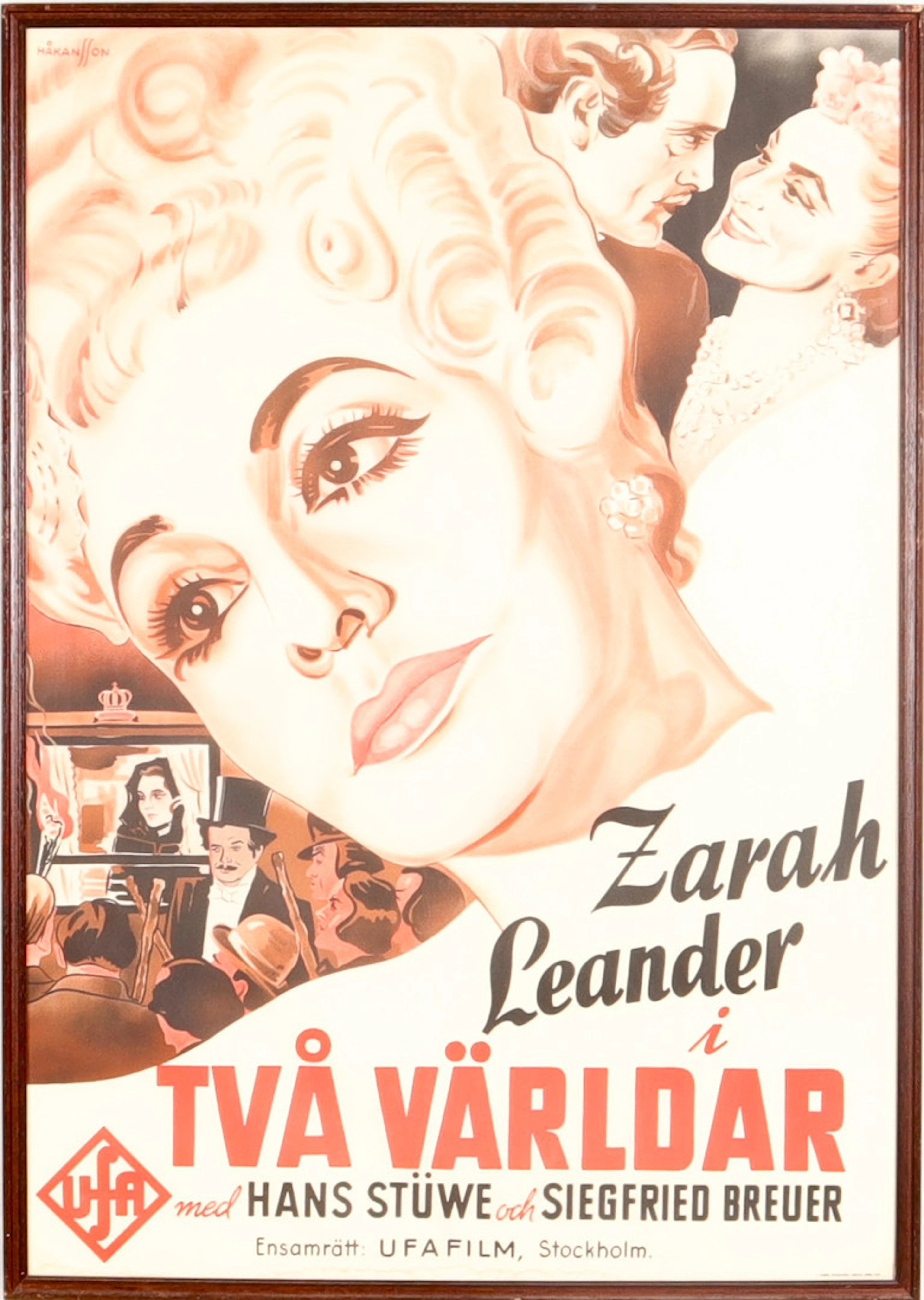 FILMAFFISCH, färglitografiskt tryck, "Två Världar", 1942.