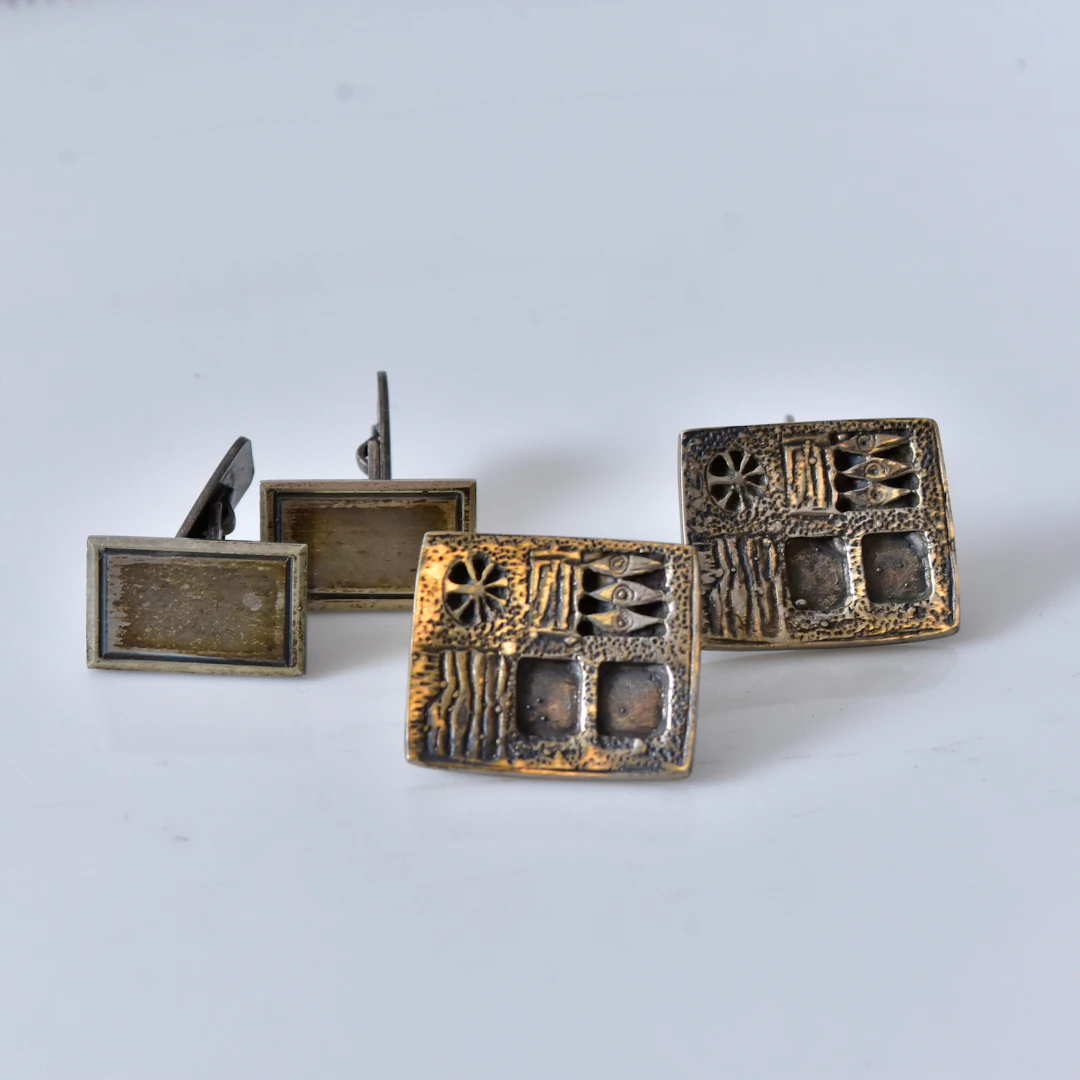 MANSCHETTKNAPPAR, 2 par, silver 1900-tal.