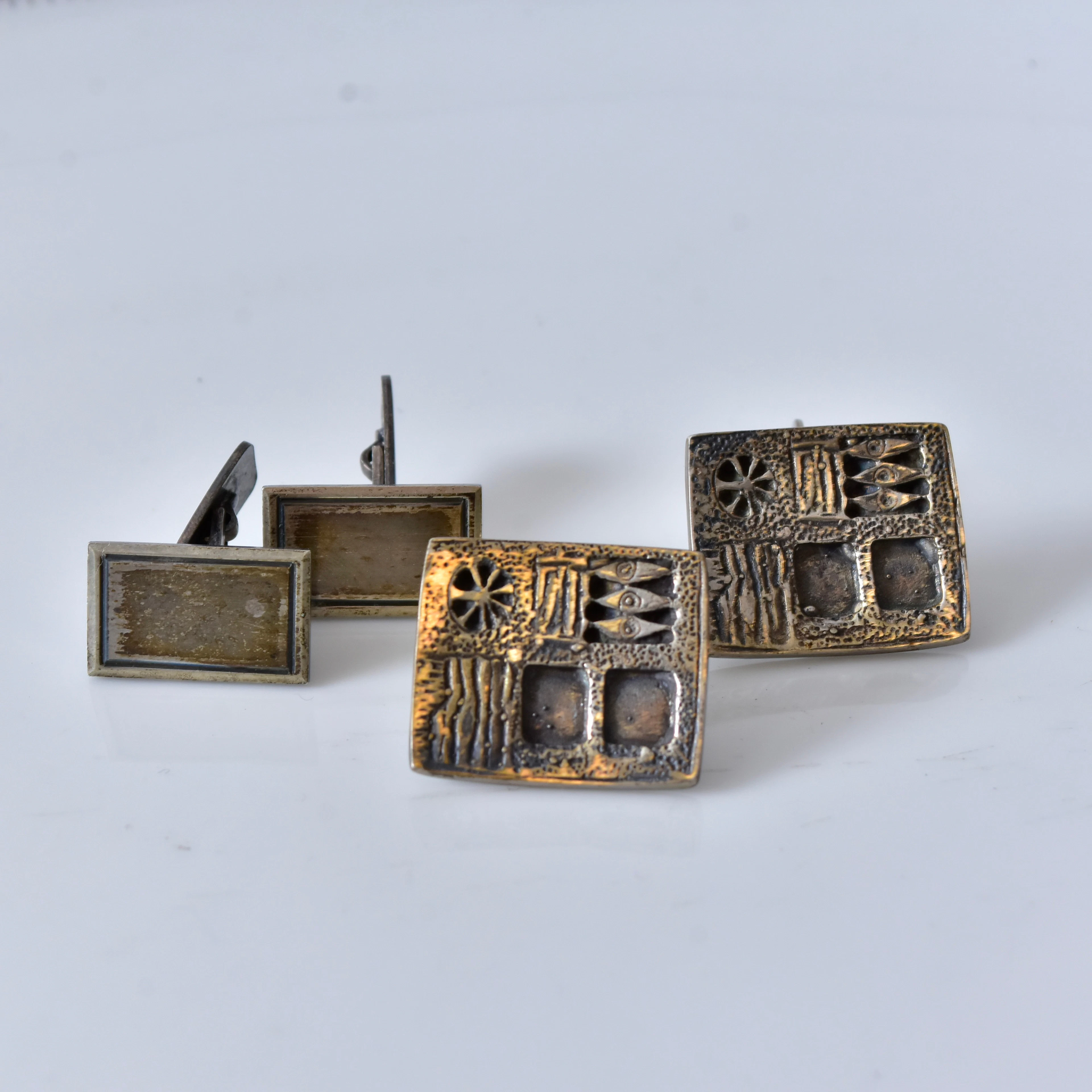 MANSCHETTKNAPPAR, 2 par, silver 1900-tal.