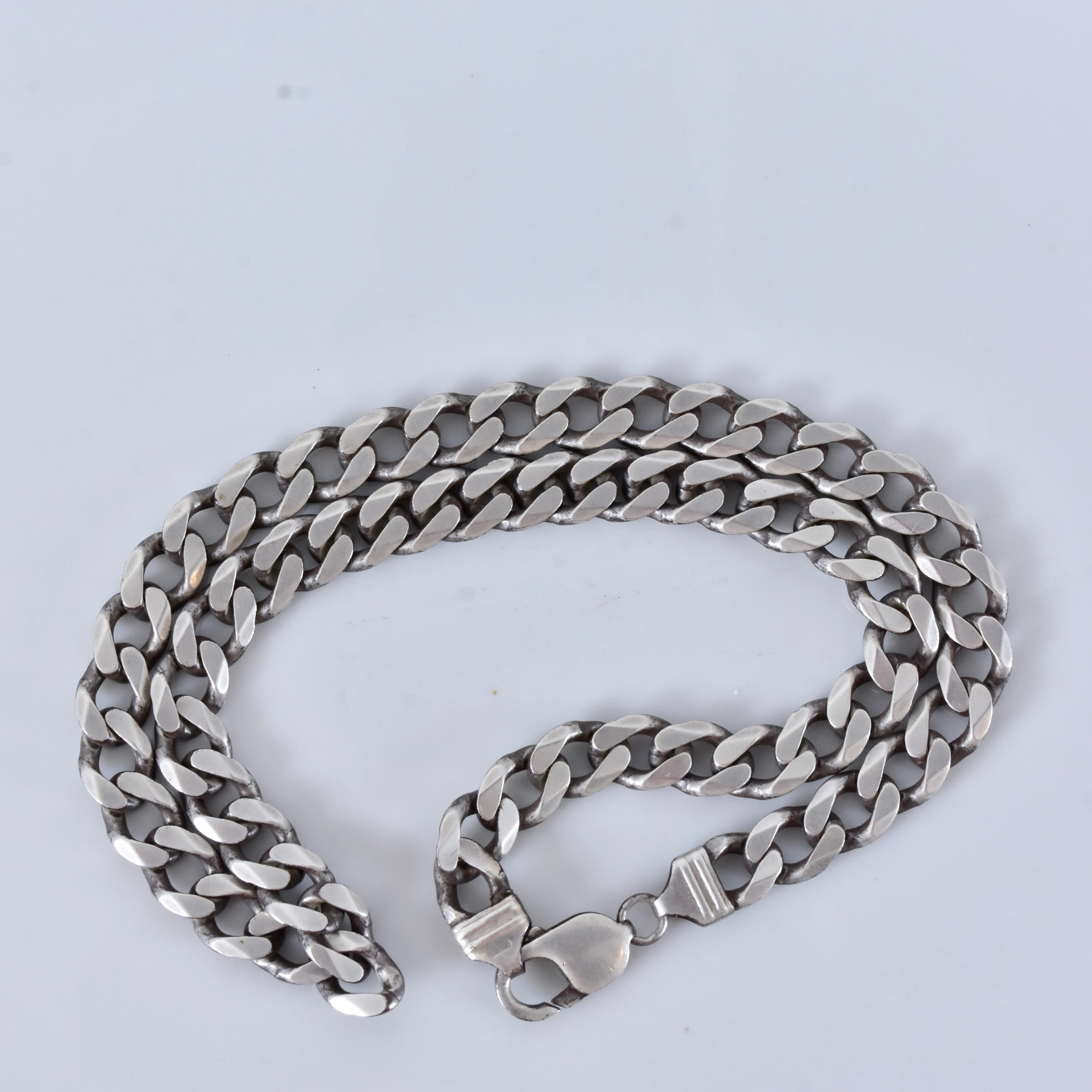 HALSKEDJA, kraftig, manglad pansar, sterlingsilver, Italien.