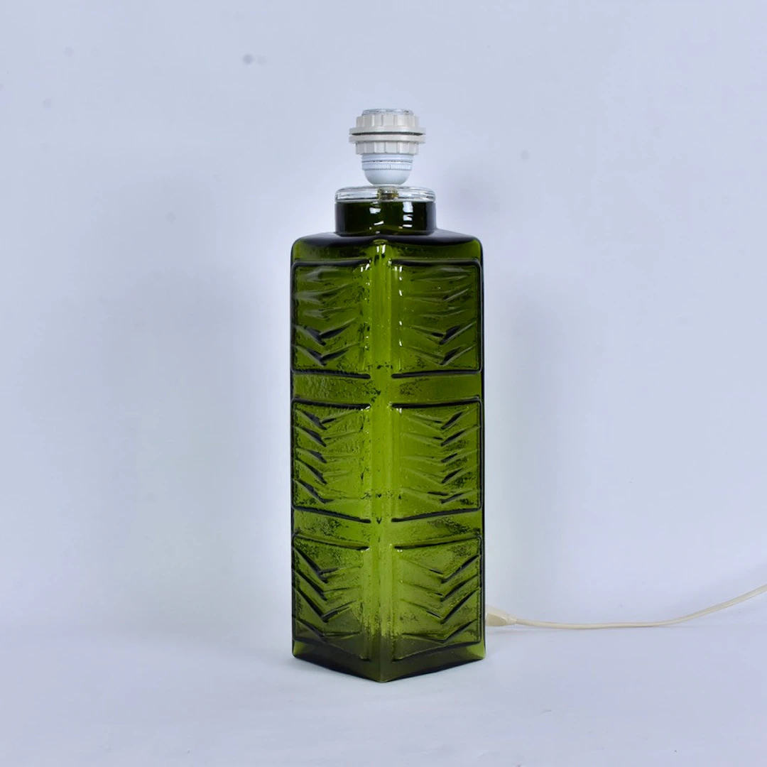 BORDSLAMPA, grönt glas, 1960/70-tal.