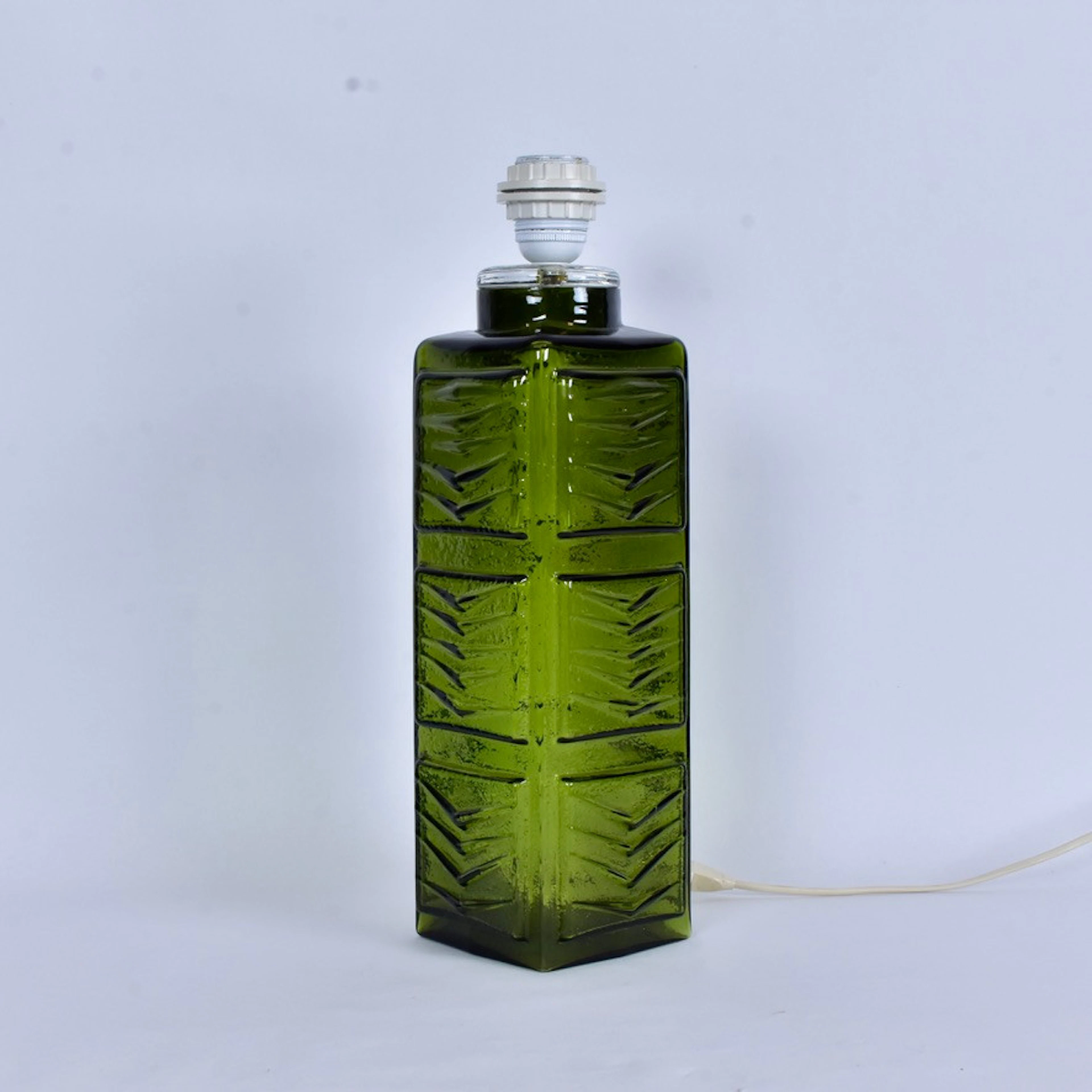 BORDSLAMPA, grönt glas, 1960/70-tal.