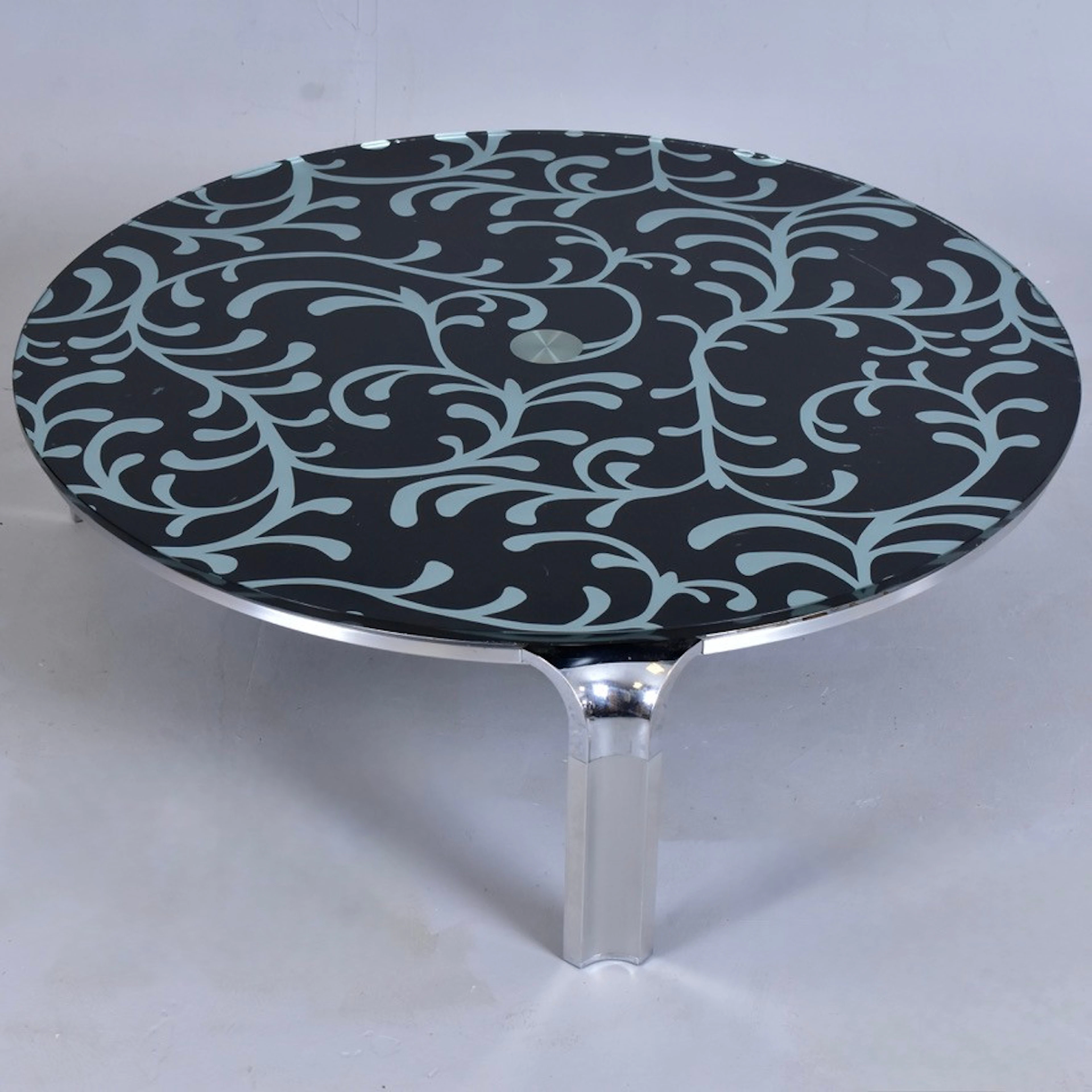 SOFFA, snurrbar, metall/glas, samtida.