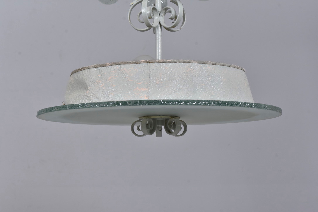TAKLAMPA, glas/metall, 1930/40-tal.
