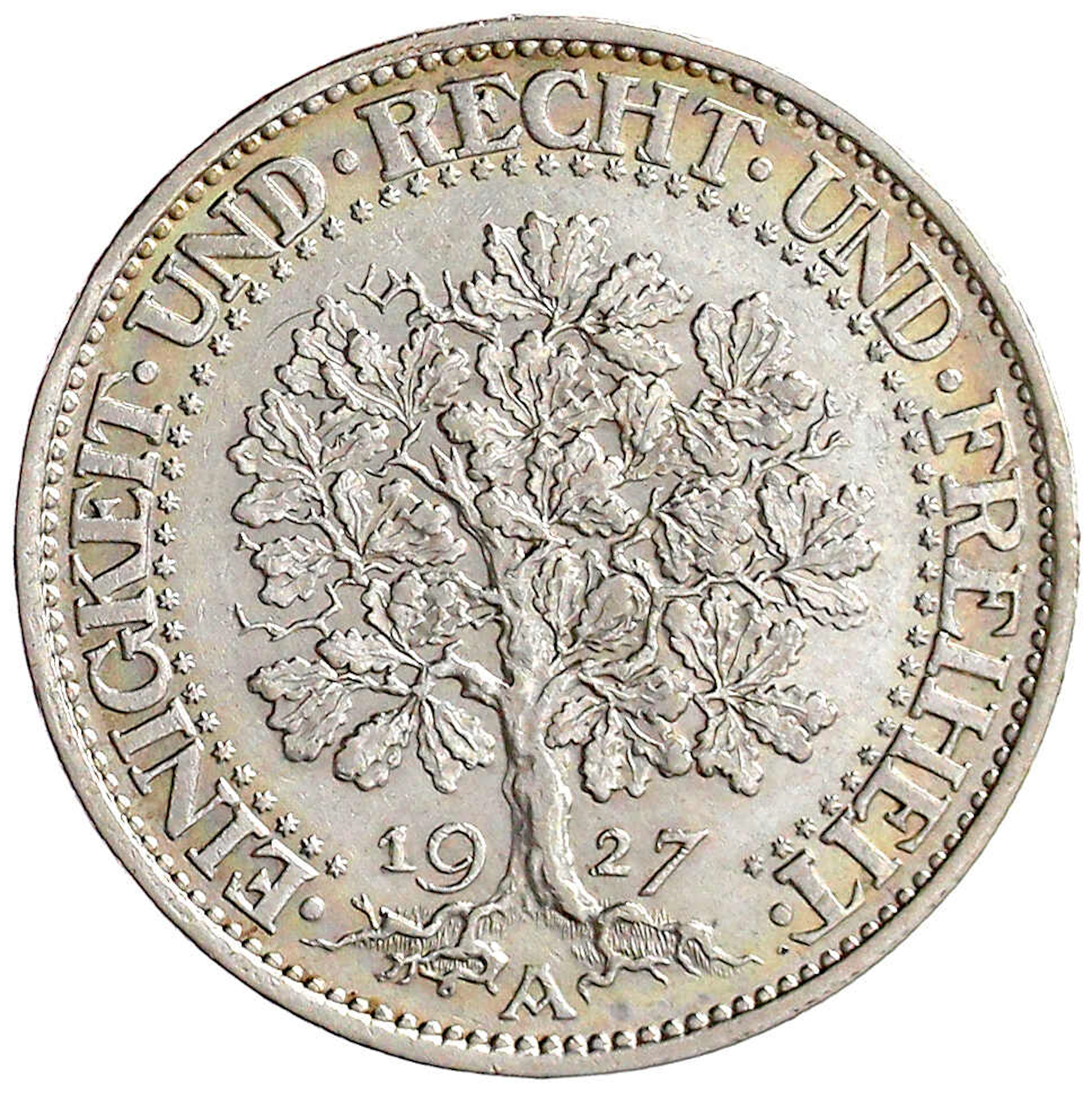 Weimarer Republik, Kursmünzen, 5 Reichsmark Eichbaum Silber 1927-1933