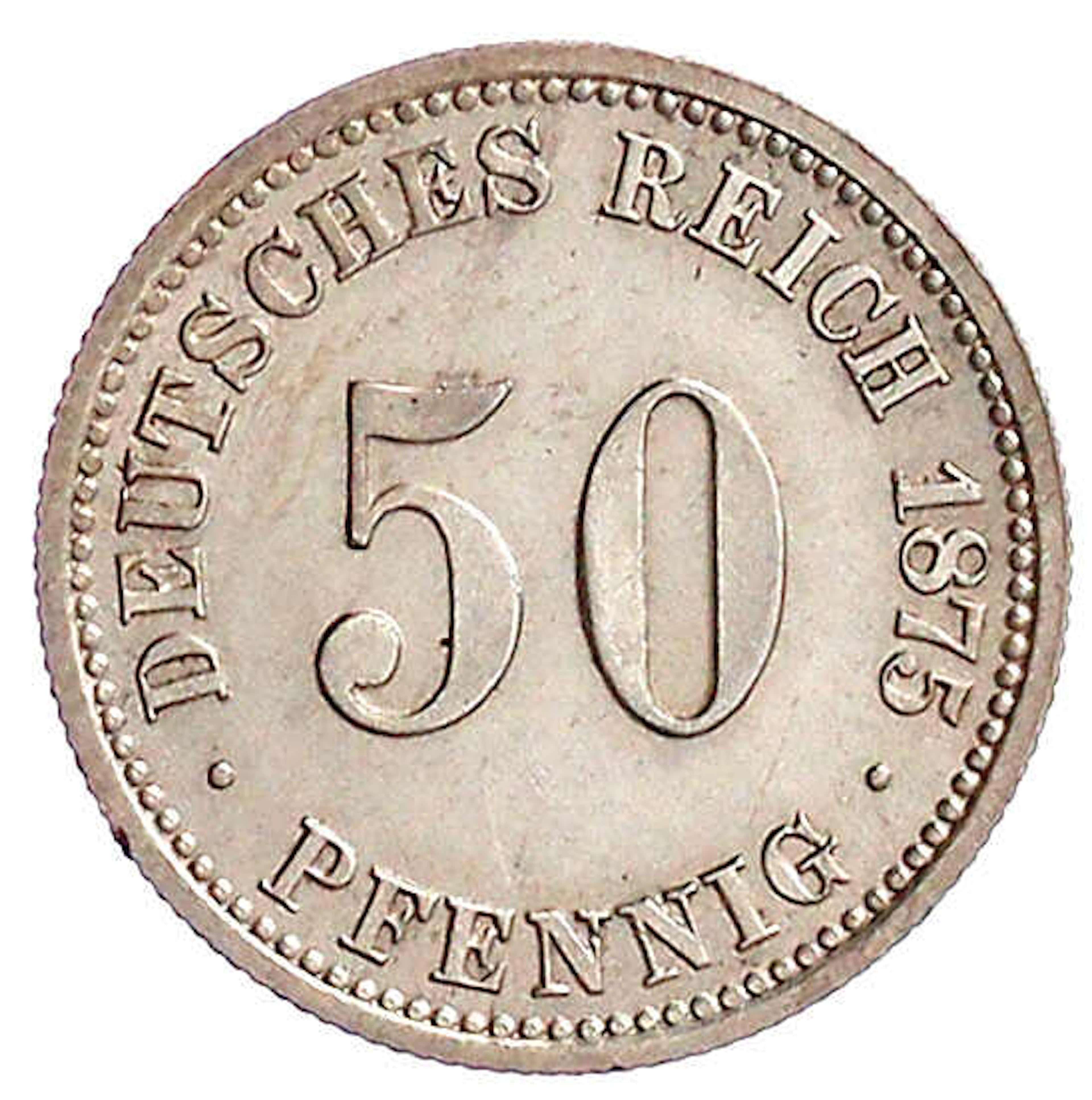Reichskleinmünzen, 50 Pfennig kleiner Adler, Silber 1875-1877
