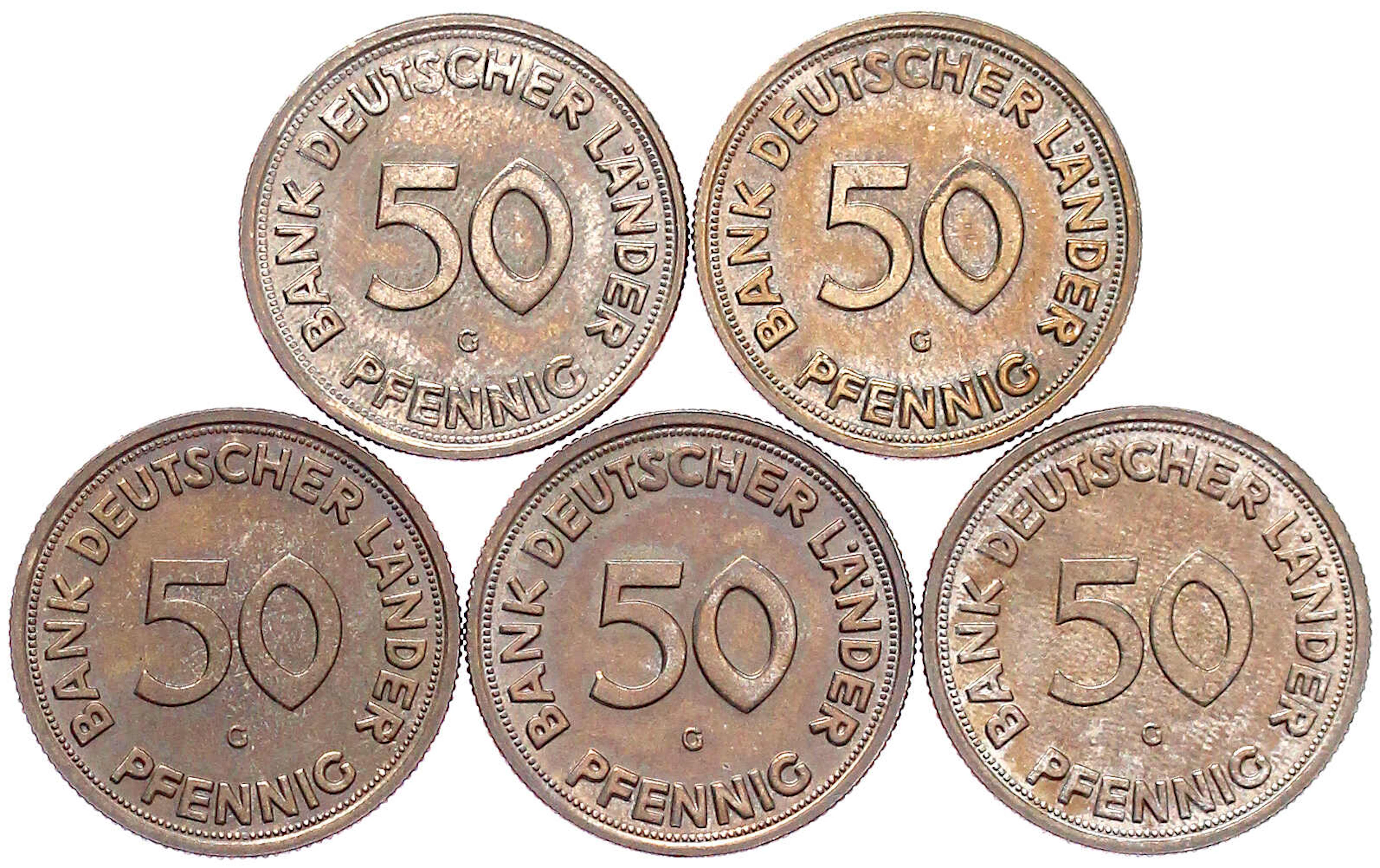 Münzen der Bundesrepublik Deutschland, Kursmünzen, 50 Pfennig, Kupfer/Nickel