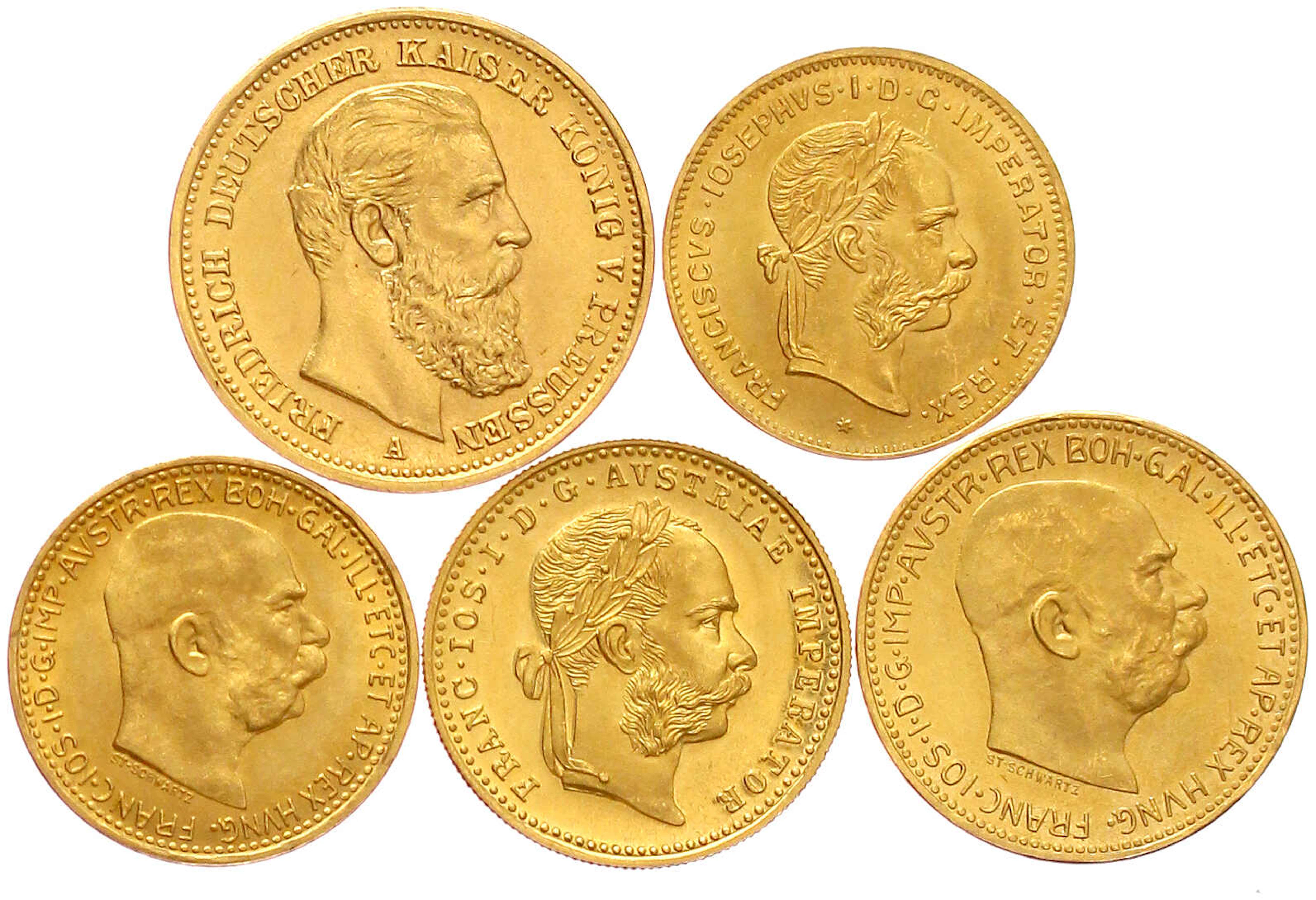 Lots von Goldmünzen und -medaillen