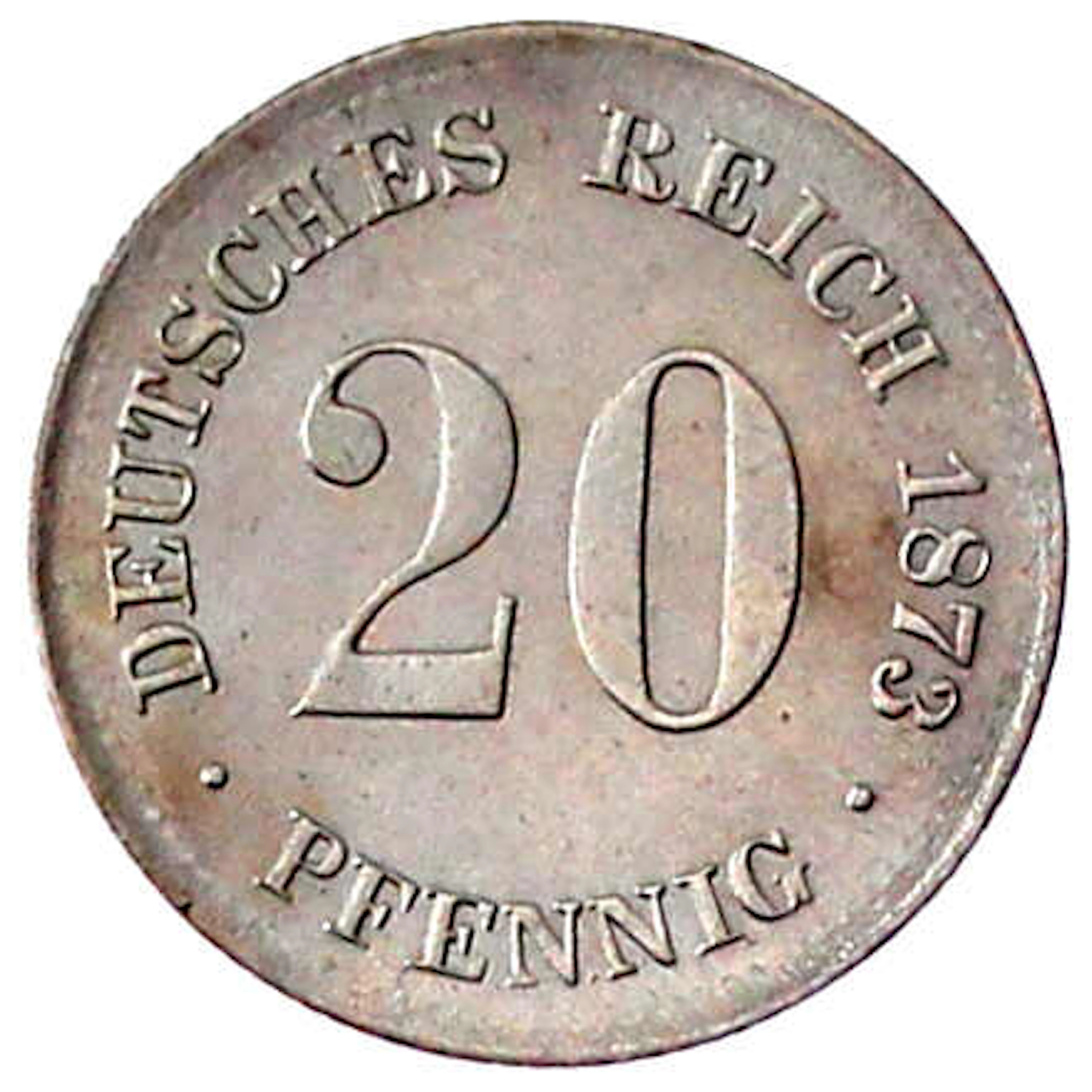 Reichskleinmünzen, 20 Pfennig kleiner Adler, Silber 1873-1877