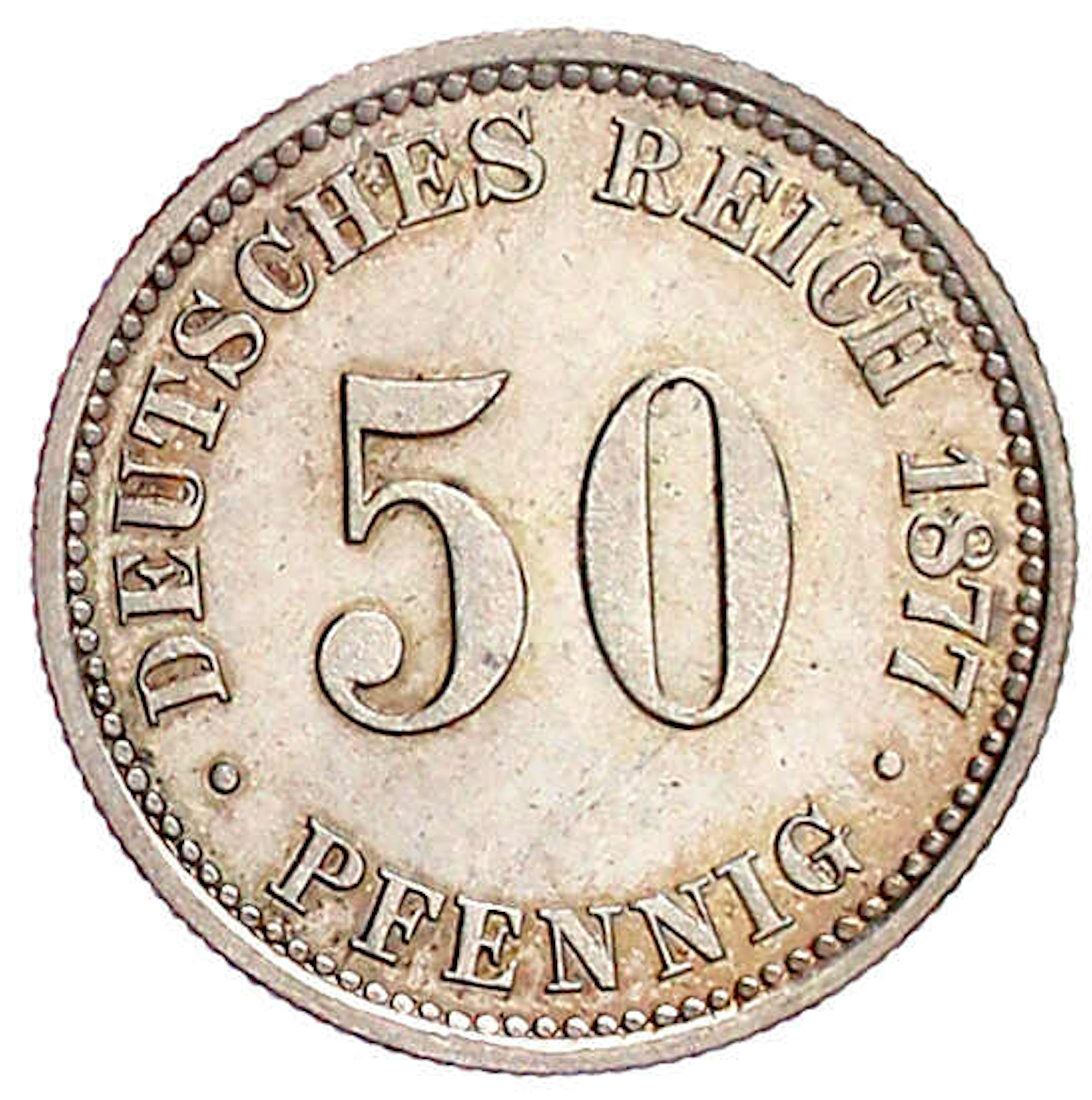 Reichskleinmünzen, 50 Pfennig kleiner Adler, Silber 1875-1877
