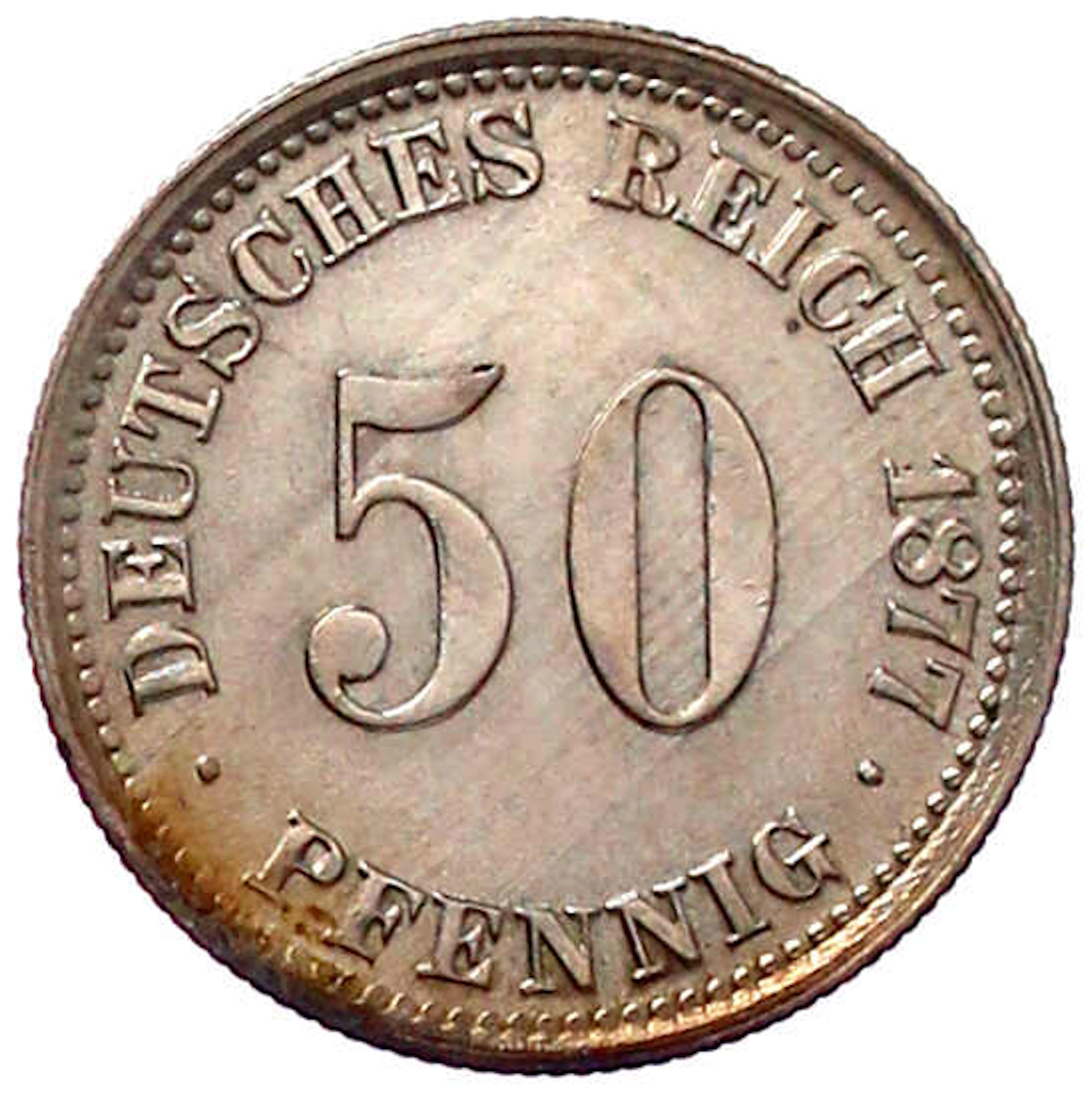 Reichskleinmünzen, 50 Pfennig kleiner Adler, Silber 1875-1877