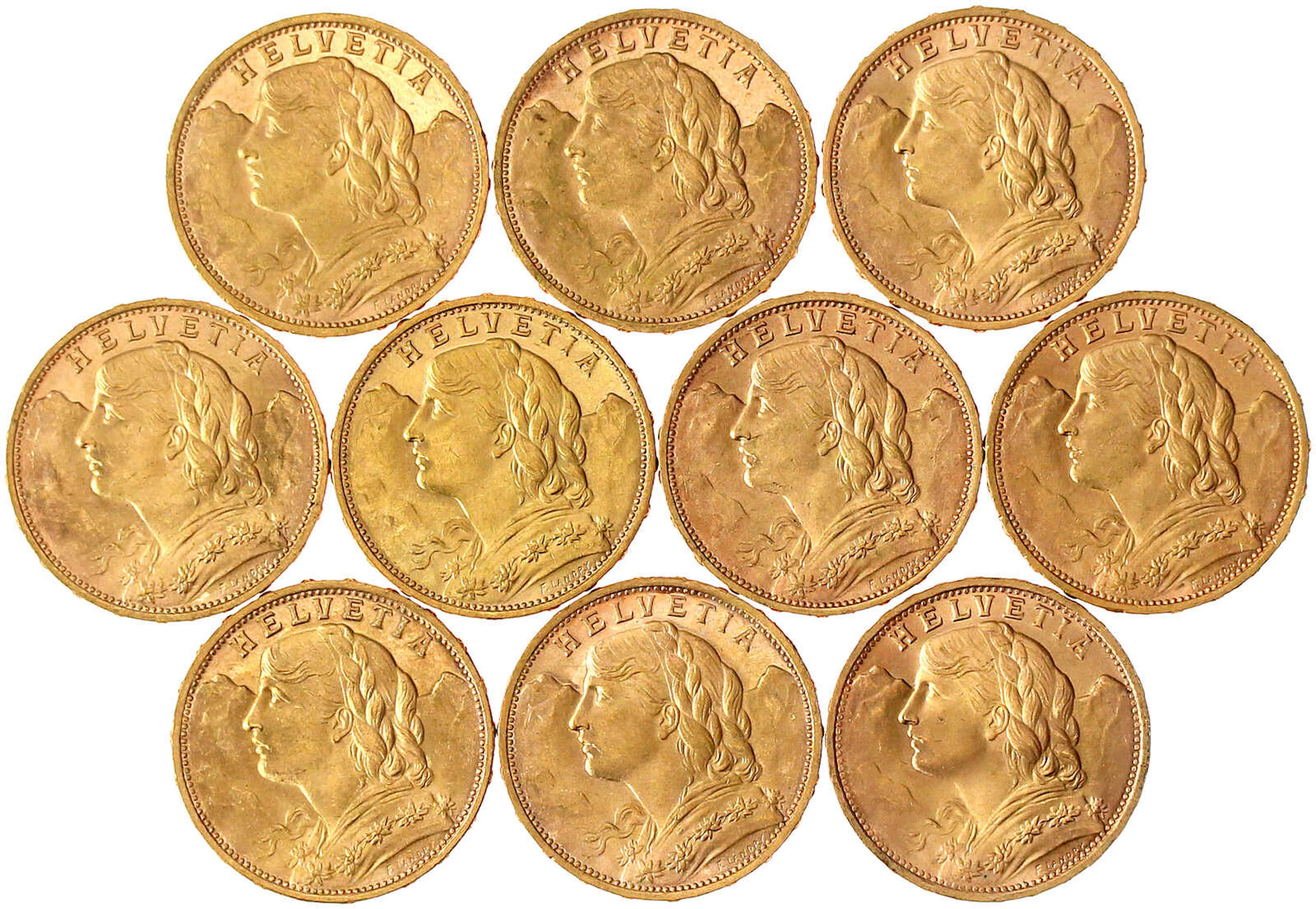 Ausländische Goldmünzen und -medaillen, Schweiz, Eidgenossenschaft, seit 1850